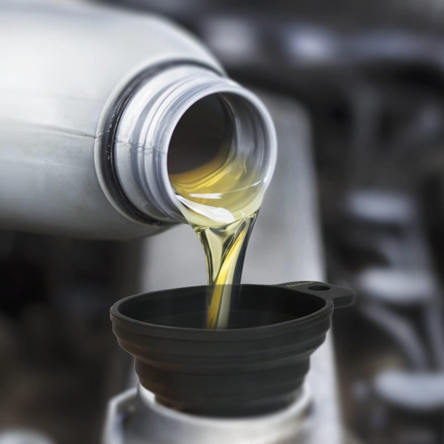 PRO Silicone Collapsible Funnel Set - Rounded & Squared Foldable Funnels - Food Grade, Dishwasher Safe - Set of 2 (Yellow, Black)