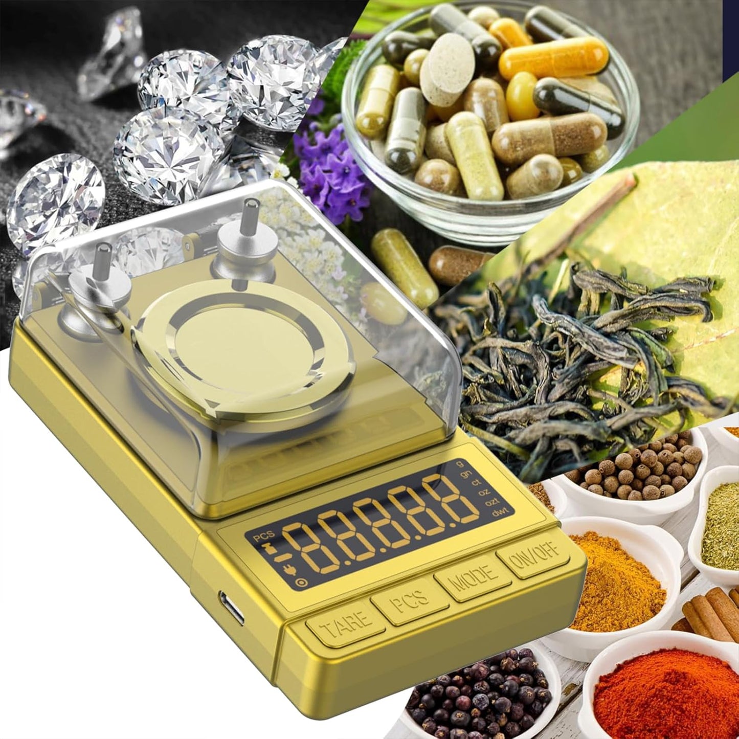 Gold Milligram Scale 100G X 0.001G, Digital Mg/Powder Scale for Jewelry, Reloading Labs, Includes 20G Calibration Weight, High-Accuracy Portable Weighing Tool