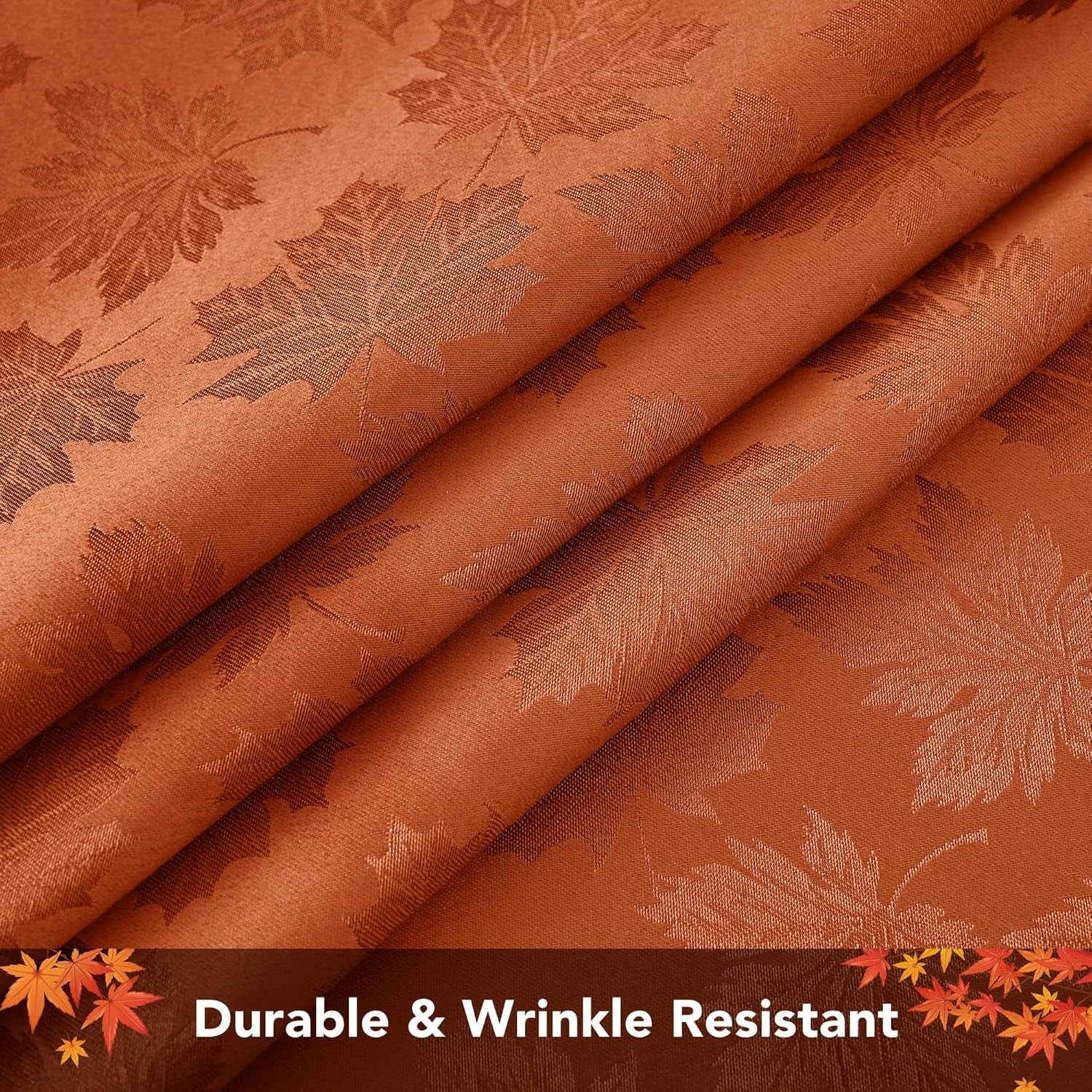 2 Packs Fall Tablecloth Rectangle Tables 60X84''-Rust Thanksgiving Autumn Harvest Gathering Jacquard Fabric Damask Table Cloths Kitchen Dinner Dining Outdoor Picnic Holiday Parties