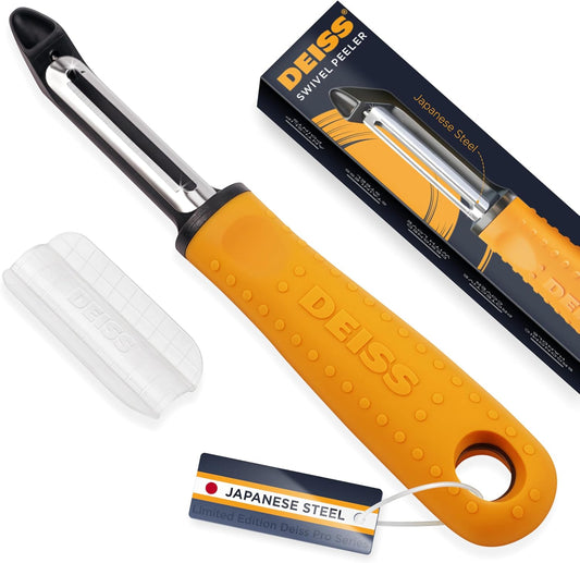 PRO Swivel Vegetable Peeler - Sharp Japan Stainless Steel Peeler with Easy Non-Slip Hand Grip, Potato Peelers for Kitchen, Fruit, Carrot, Apple, Veggie, Kiwi, Durable, Dishwasher Safe