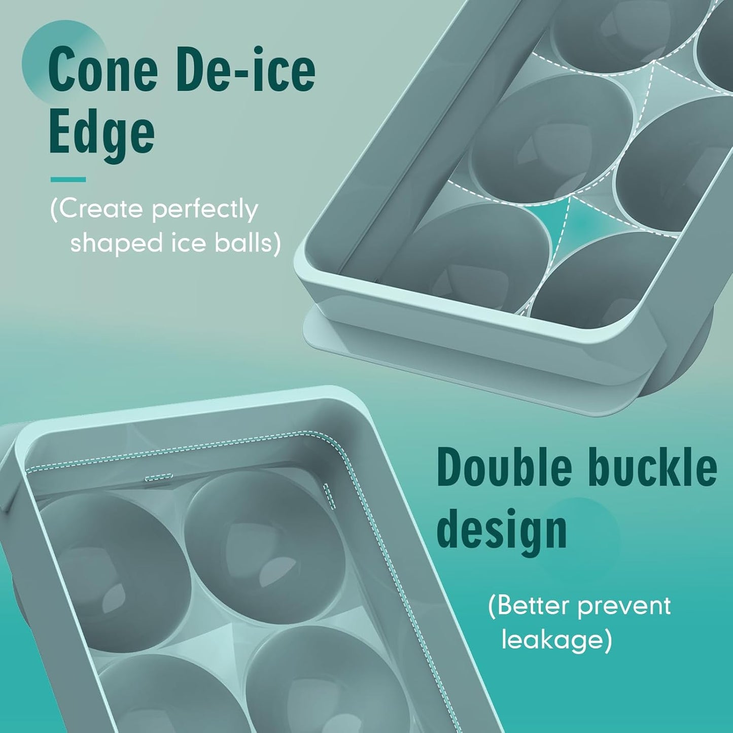 Large Ice Cube Molds, Big round Whiskey Ice Cube Trays for Freezer, Easy to Fill & Release, Whiskey Bourbon Cocktail(1.9In*6 Balls- Blue/1 Pack)