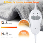 Massaging Heating Pad for Neck and Shoulders and Back, 24" X 35" Large Electric Heating Pad for Back Pain Relief with 3 Heat Levels, 4 Massage Settings, 2H Auto Shut-Off, 4 Massage Motors,Grey