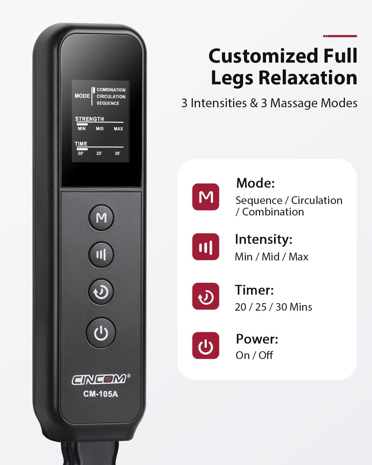 Leg Massager for Circulation and Pain Relief, Air Compression 3 in 1 Leg Massager for Foot Calf & Thigh, Leg Compression Boots for Recovery, Edema, RLS Relief
