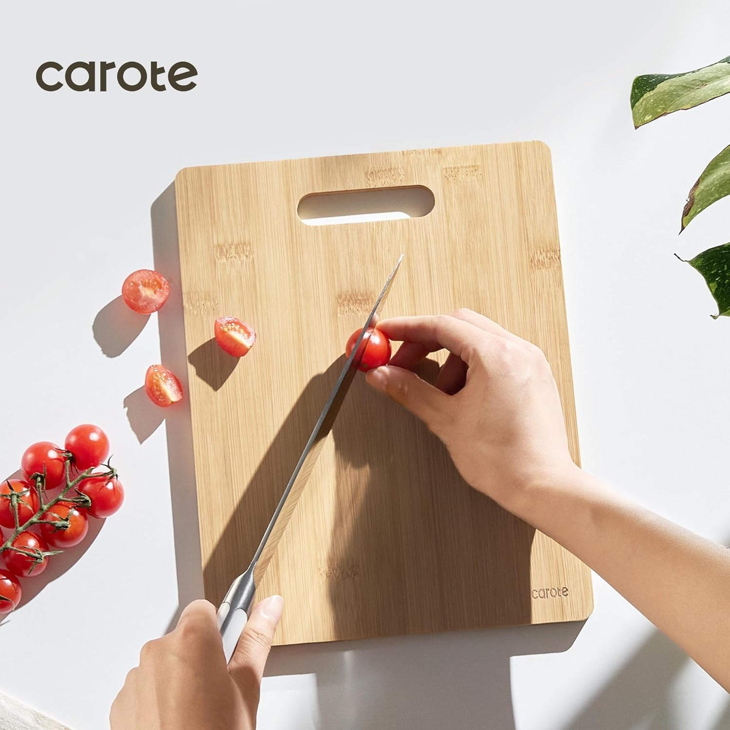 3Pcs Bamboo Cutting Boards Set, Thick Wood Cutting Board for Kitchen Wooden, Knife Friendly, Ideal for Chopping Meat Vegetables and Fruit Serving Tray with Handles