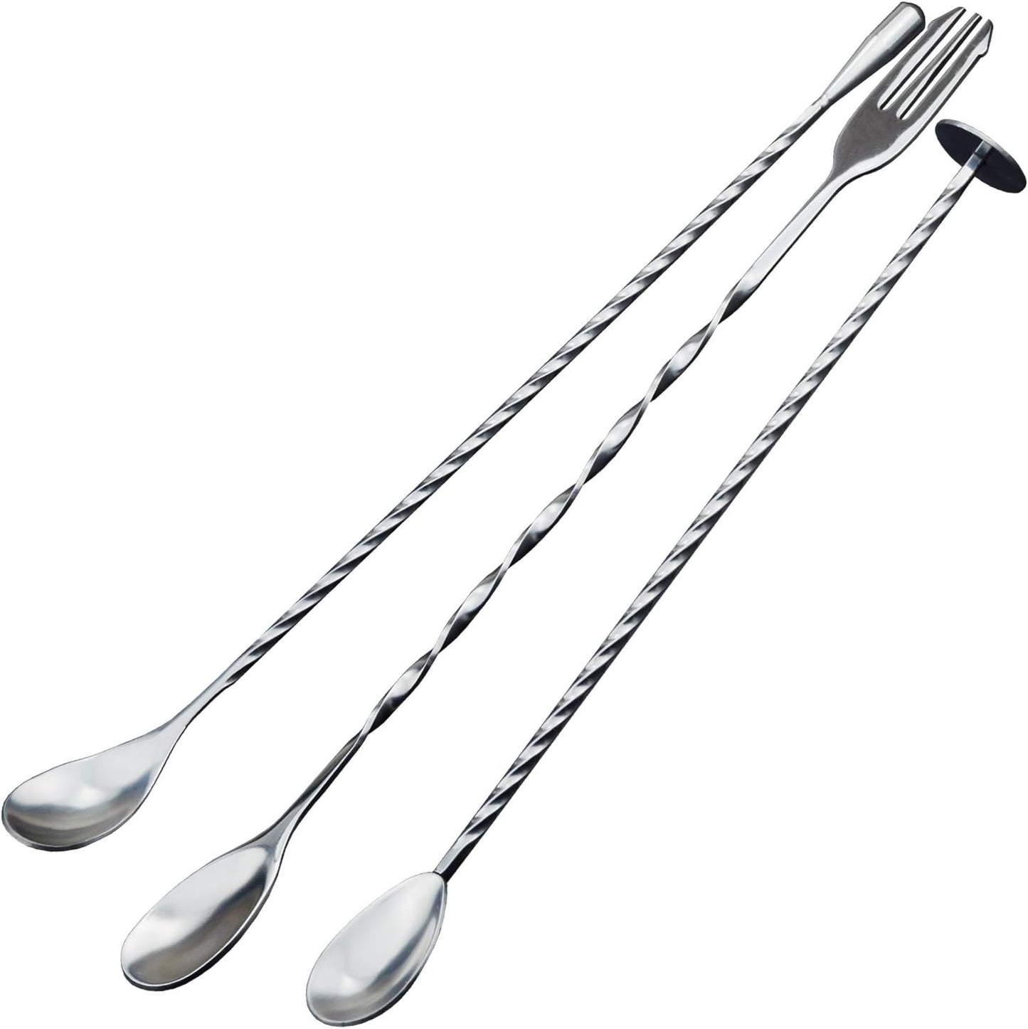 3 Pcs Cocktail Mixing Spoons 12-Inch Bar Spoon Long Stirring Spoon Drink Stirrers Cocktail Spoons for Tea, Coffee, Ice Cream, Juice, Drinks, Milkshakes