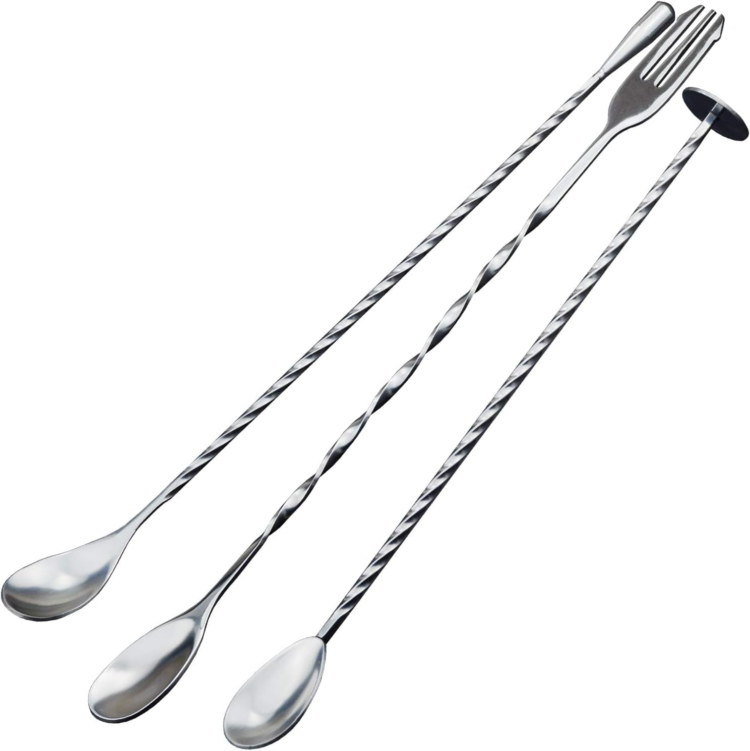 3 Pcs Cocktail Mixing Spoons 12-Inch Bar Spoon Long Stirring Spoon Drink Stirrers Cocktail Spoons for Tea, Coffee, Ice Cream, Juice, Drinks, Milkshakes
