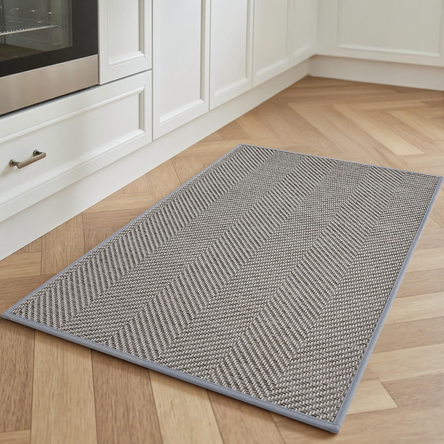 Kitchen Rugs-Non Slip Washable Kitchen Mats for Floor-Absorbent and Easy to Clean Rugs for Kitchen in Front of Sink, Laundry, Office, Home, 17"*30", Grey