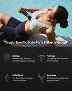 2-In-1 Detachable Percussion Massage Gun with Extension Handle, Back Massager for Pain Relief Deep Tissue Muscle Massager for Arm Shoulder Lower Back Thigh Waist, Gifts for Women, FSA-HSA Eligible