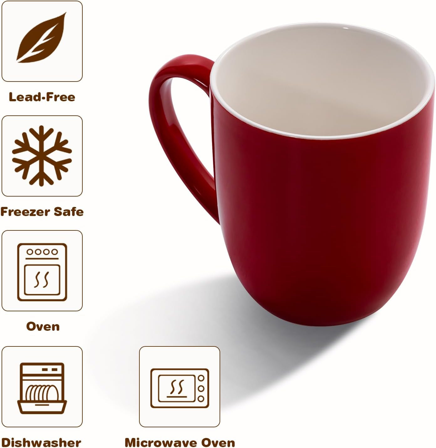 16 Oz Large Coffee Mug with Handle Tea Cup Novelty Coffee Cup for Men Women Office Work, Red