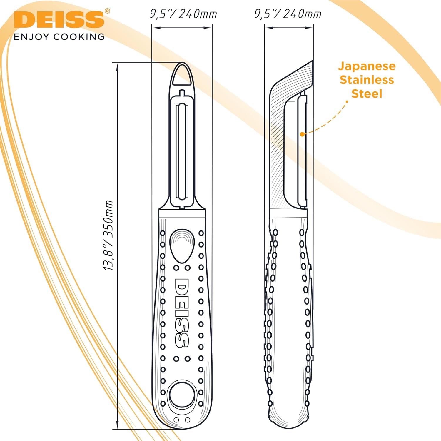 PRO Swivel Vegetable Peeler - Sharp Japan Stainless Steel Peeler with Easy Non-Slip Hand Grip, Potato Peelers for Kitchen, Fruit, Carrot, Apple, Veggie, Kiwi, Durable, Dishwasher Safe