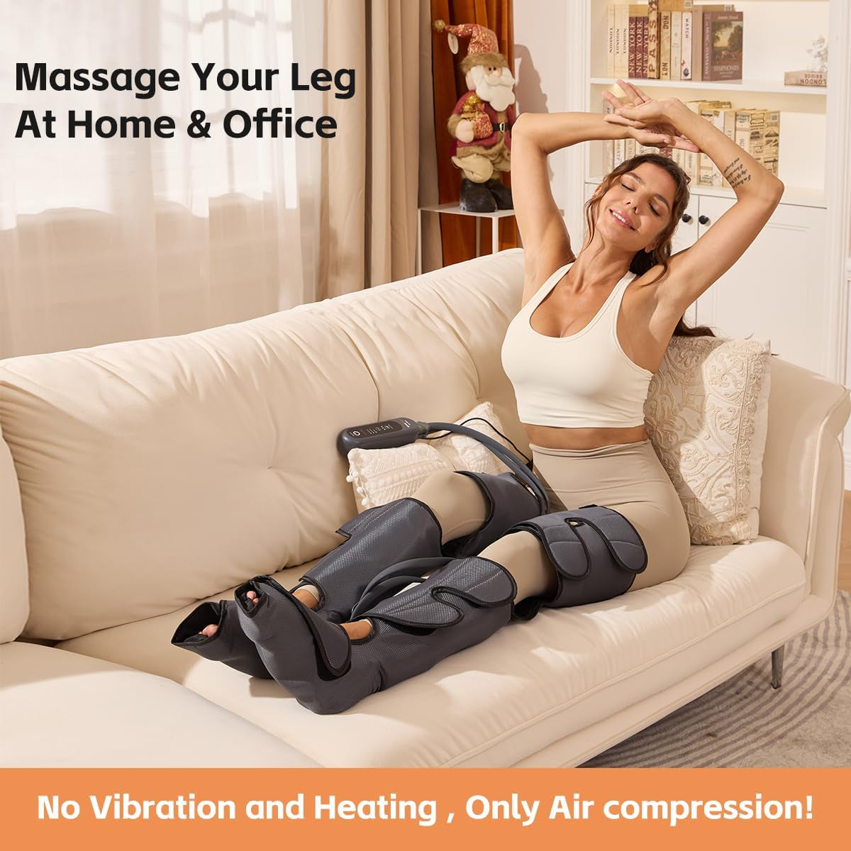 Leg Compression Massager, Air Compression Massager for Circulation and Pain Relief, 3 Modes 3 Intensities 2 Extenders and Adjustable Wraps, Gift for Family or Friend