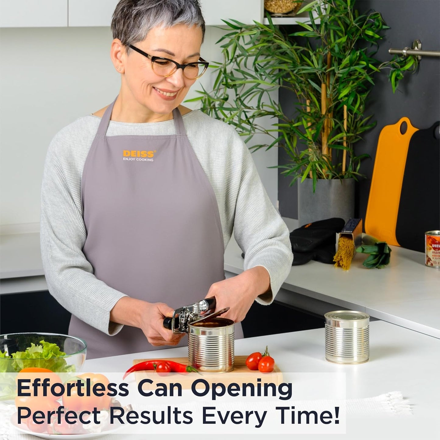 PRO Hand Held Can Opener – Smooth Edge Can Opener Manual & Bottle Opener, Heavy Duty Stainless Steel Can Openers, Effortless Turn Knob, Sharp Blade for Easy Cutting, Non-Slip Ergonomic Handle