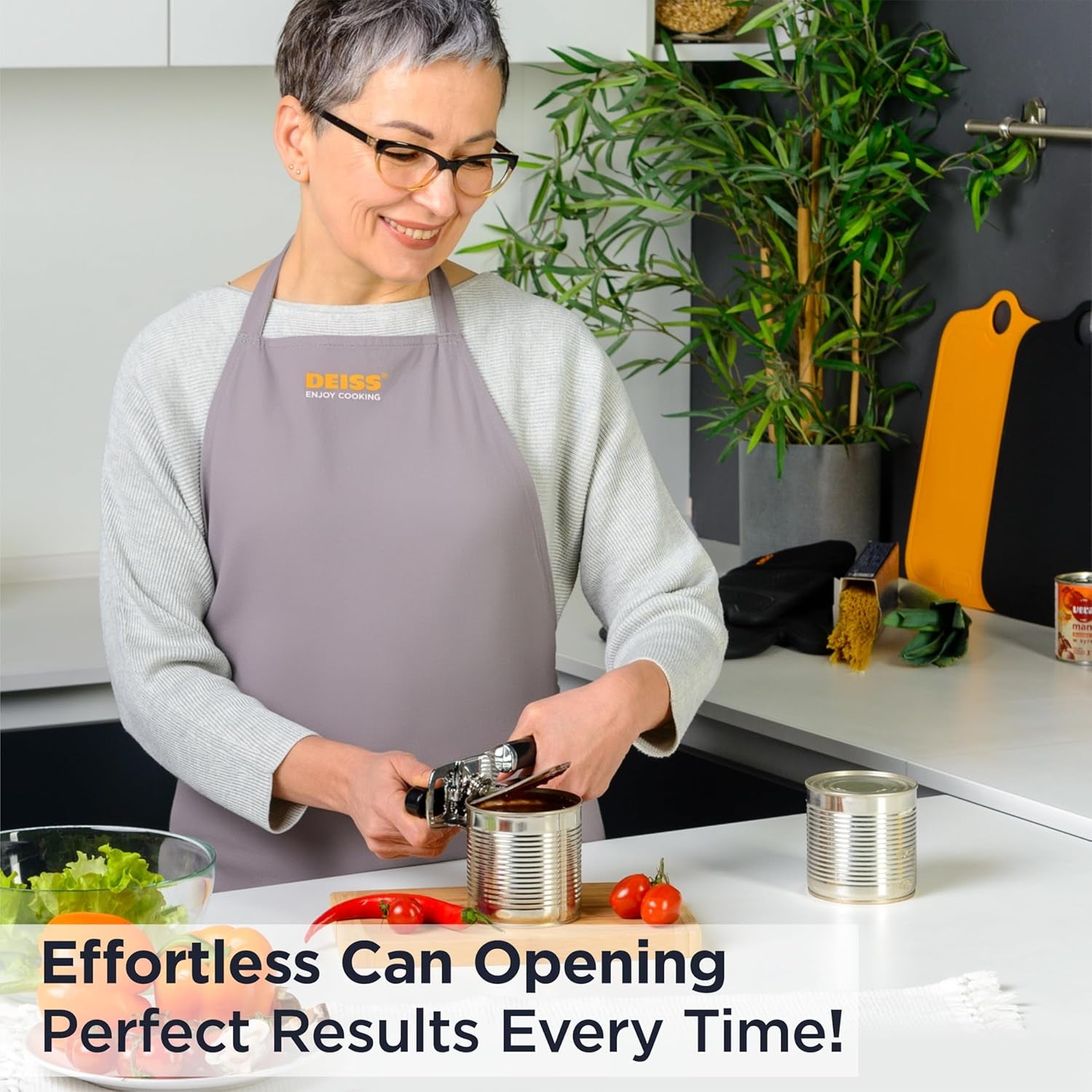 PRO Hand Held Can Opener – Smooth Edge Can Opener Manual & Bottle Opener, Heavy Duty Stainless Steel Can Openers, Effortless Turn Knob, Sharp Blade for Easy Cutting, Non-Slip Ergonomic Handle