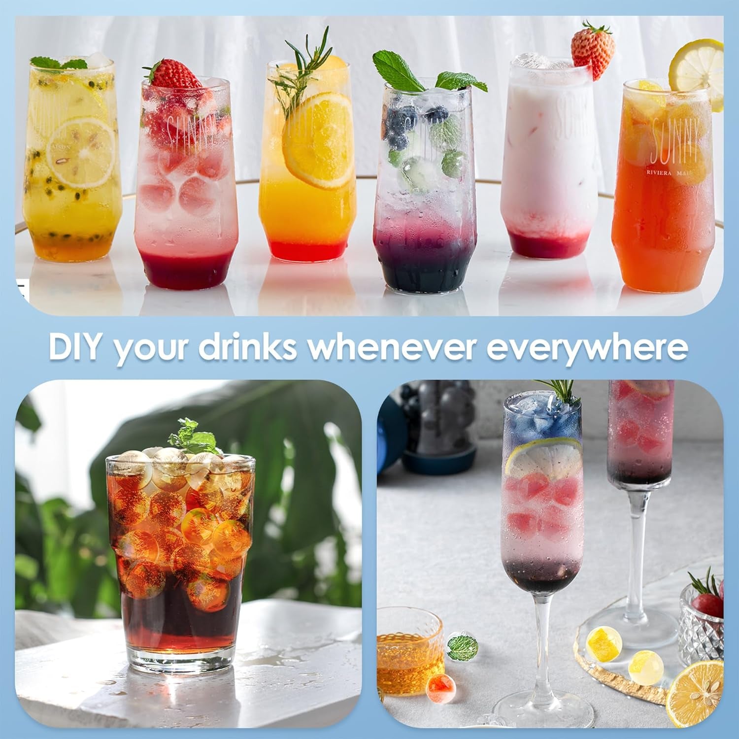 Ice Cube Tray with Lid - round Ice Tray for Freezer with Lid - Ice Cube Trays for Freezer (One Tray Only)