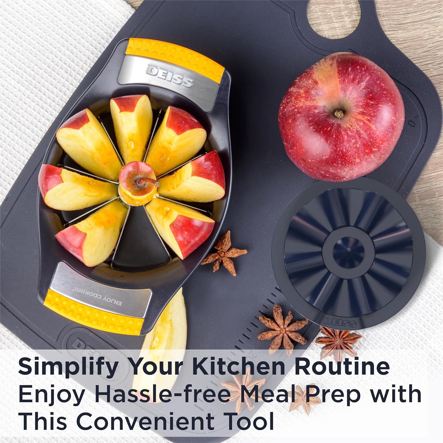 LUX 4.25 Inch Apple Slicer and Corer with Cutting Base, Stainless Steel 8-Slice Apple Cutter, Dishwasher Safe Apple Cutter Slicer, Large Apple Slicer - Perfect for Apple Slices & Sliced Apples