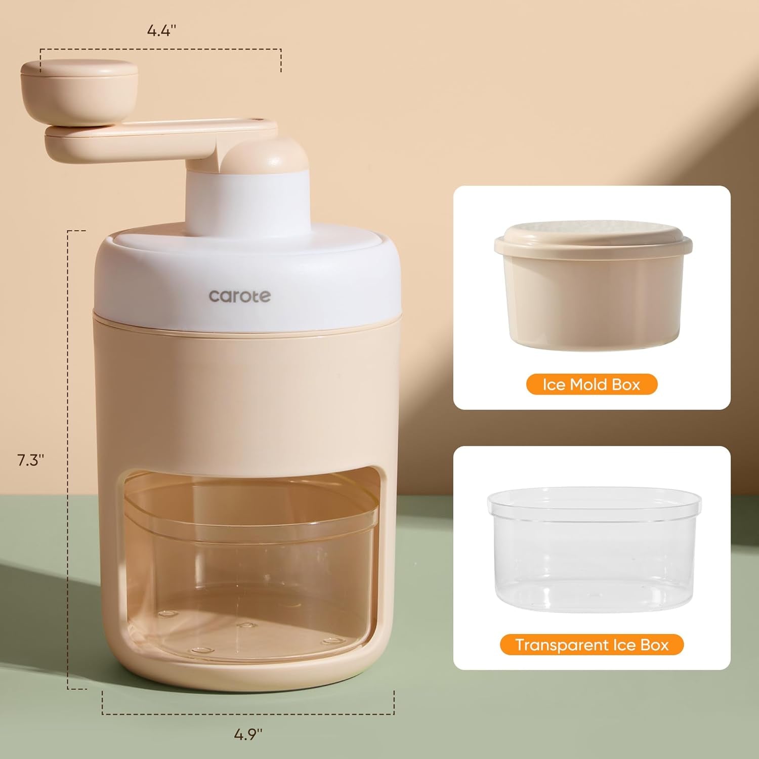 Shaved Ice Machine, Manual Ice Shaver Machine Snow Cone Machine with Ice Mold Box for Kitchen and Picnic, Slushie Machine, Bpa-Free