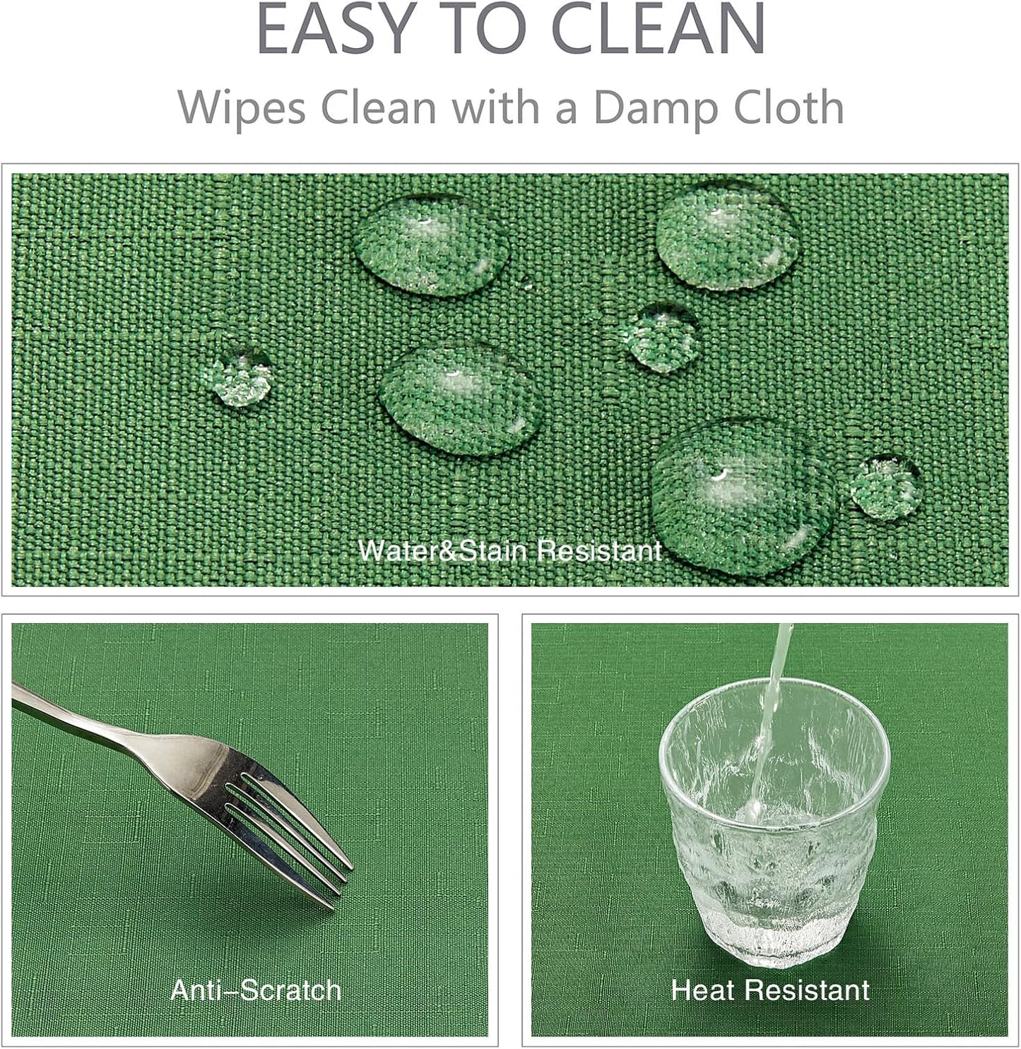 Rectangle Tablecloth Waterproof 52X70 Inch Linen Textured Table Cloth Stain and Wrinkle Resistant Washable, Decorative Fabric Table Cover for Dining, Party and Camping, Green