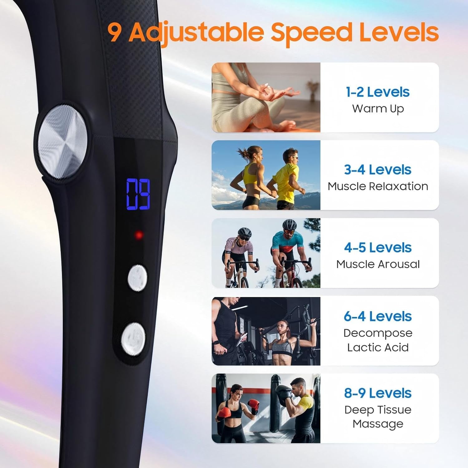 Massage Gun with 10 Replacement Heads, Massage Gun with Heat, Back Massager for Pain Relief Deep Tissue, Massager for Shoulder & Back Muscle Recovery,