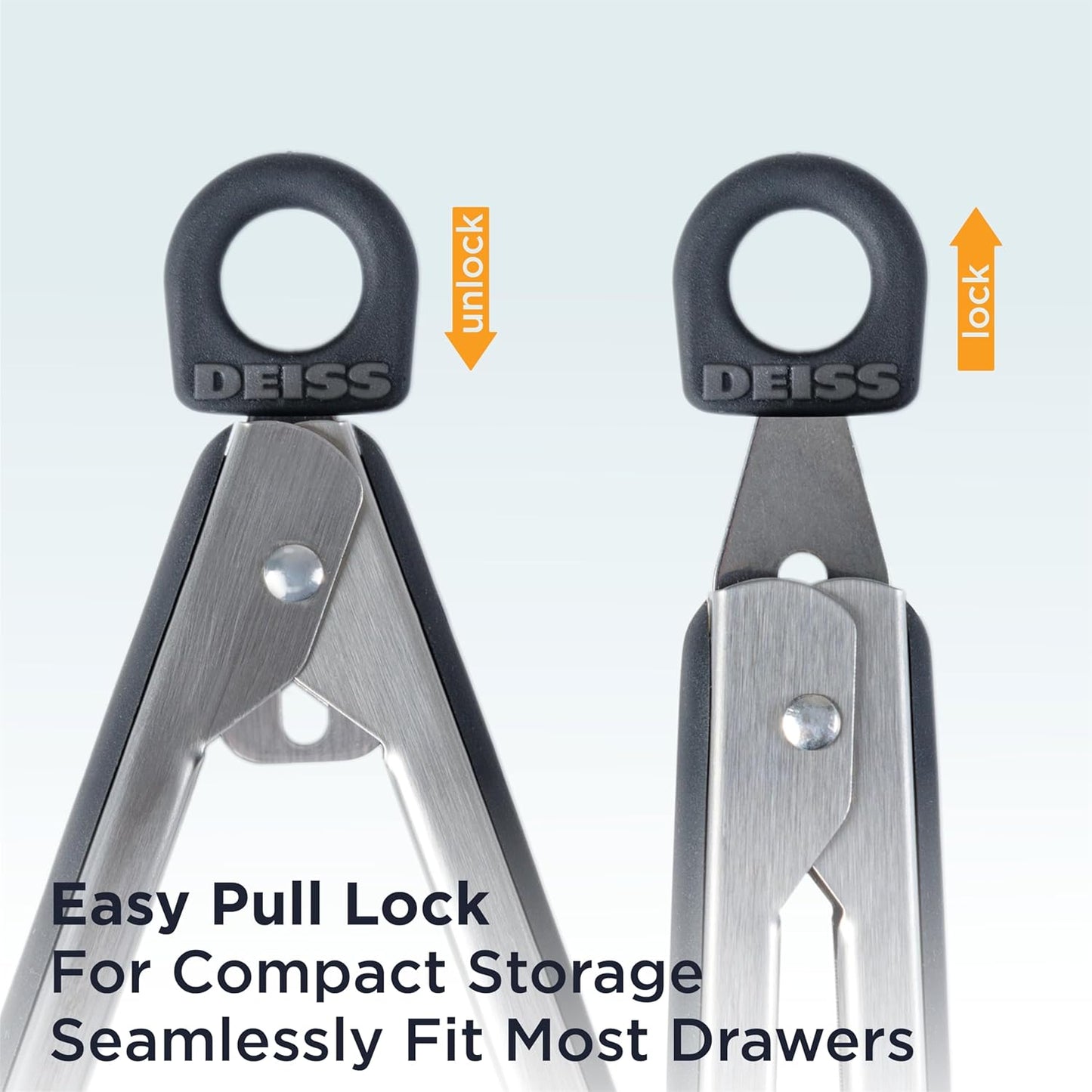 PRO Cooking Tongs with Silicone Tips - Kitchen Tongs for Cooking, BBQ, Air Fryer - Heat Resistant Silicone Tipped Tongs, Silicone Tongs for Nonstick Cookware - Pull Lock, Set of 2, 9'' and 12''