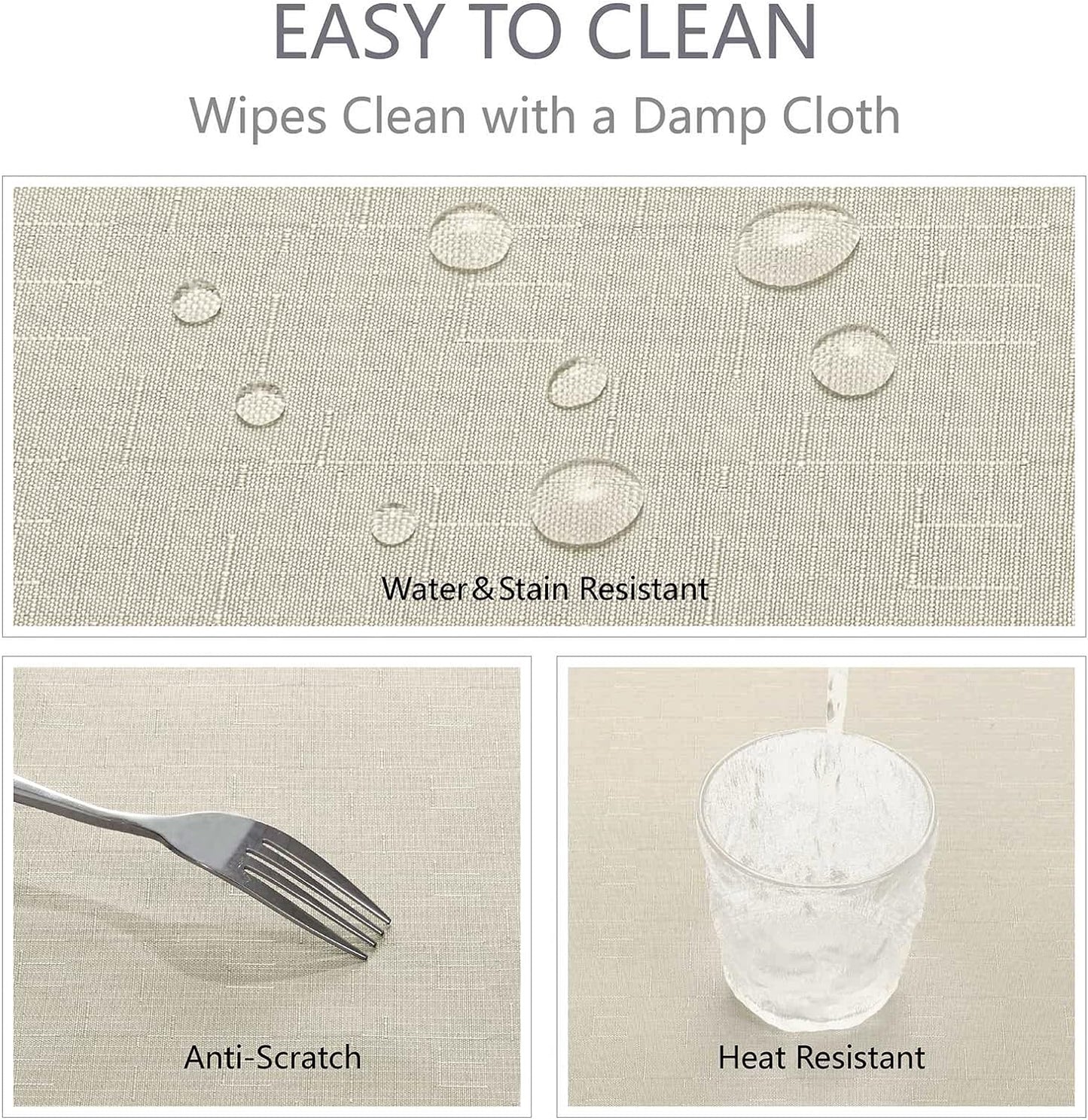 Rectangle 4 Feet Tablecloth 52X70 Inch Linen Textured Table Cloth Stain and Wrinkle Resistant Washable Polyester, Decorative Table Cover Waterproof for Dining, Buffet and Camping, Beige