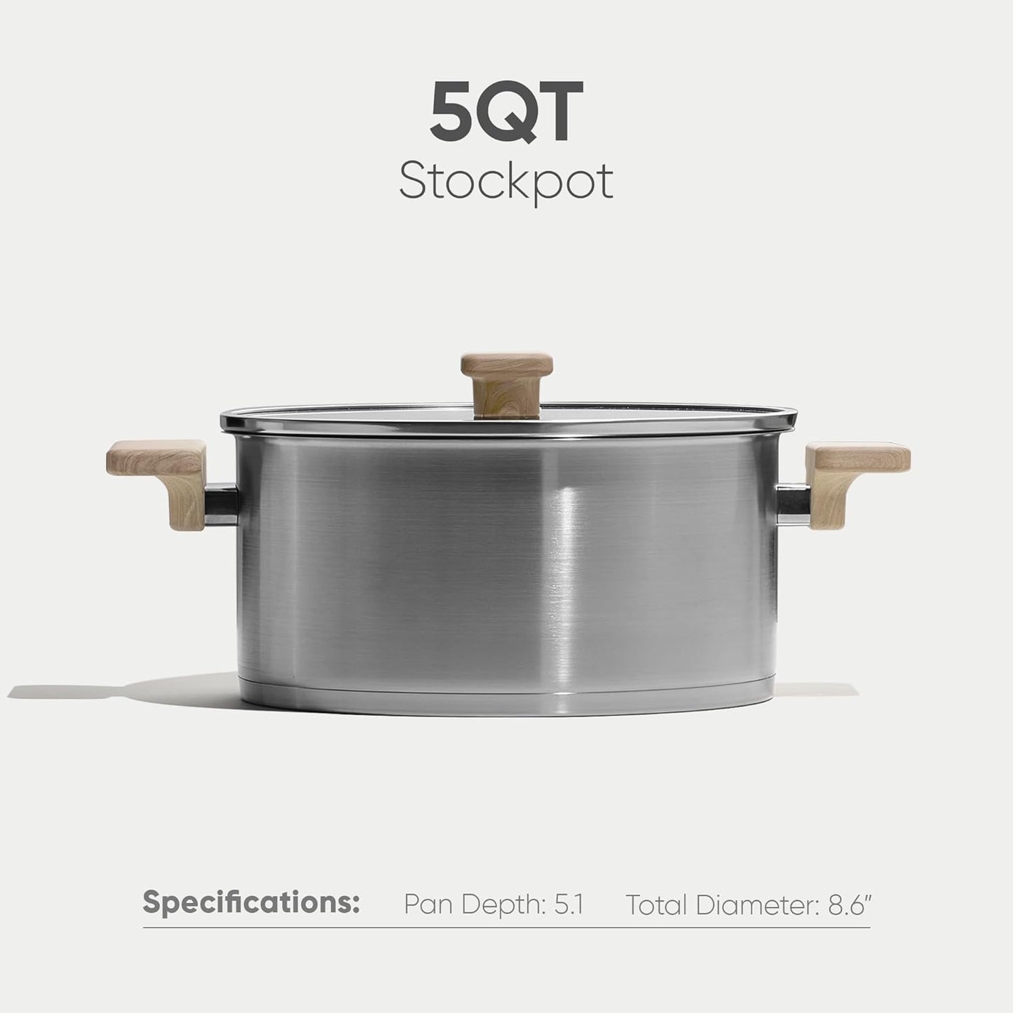 Stainless Steel Stock Pot - 5 Quart Heavy Duty Induction Cooking Pot with Visible Lid for Pasta, Soup, Spaghetti, Bottom Big Stockpot, Deep Cookware for Canning, Boiling, Simmer