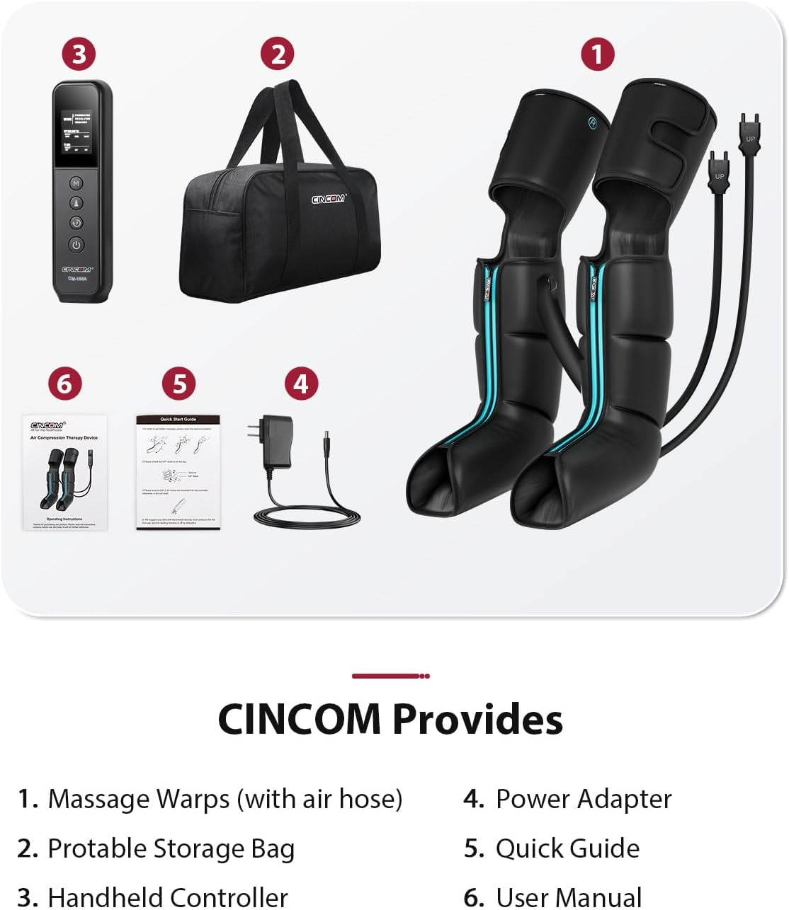 Leg Massager for Circulation and Pain Relief, Air Compression 3 in 1 Leg Massager for Foot Calf & Thigh, Leg Compression Boots for Recovery, Edema, RLS Relief