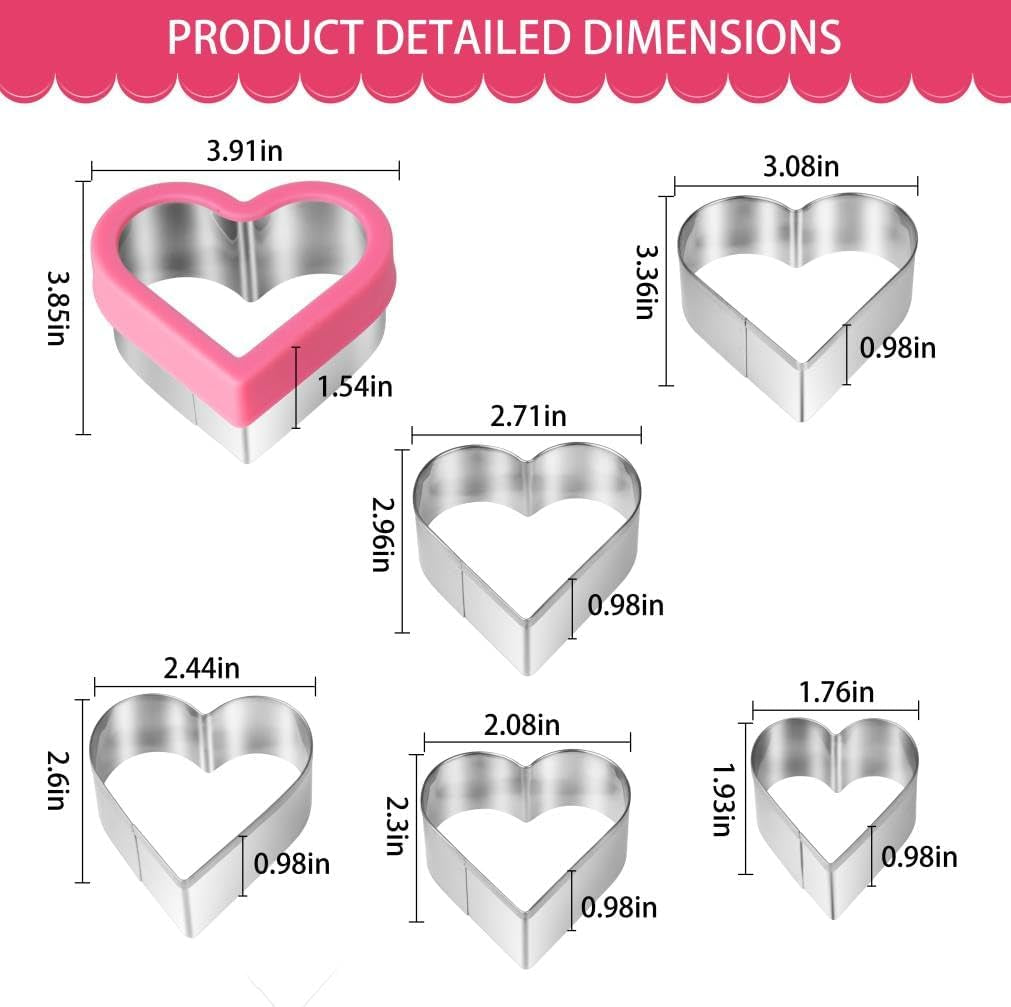 Heart Cookie Cutter Set, 12 Pieces Metal Cookie Cutters Shape for Valentine’S Day, Heart Shaped Cookie Cutter Set for Fondant, Pastries, Fruit and Cakes