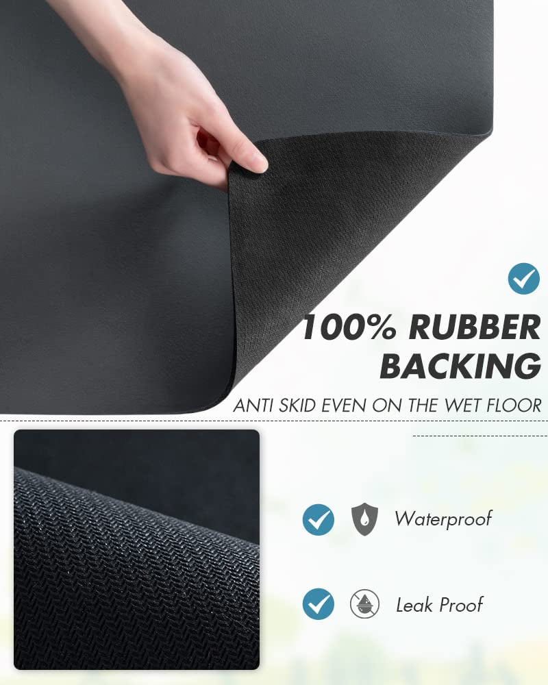 Dish Drying Mat for Kitchen Counter-Coffee Mat Bar Accessories, Hide Stain, Rubber Backed, Absorbent, Fit under Coffee Maker, Espresso Machine, Pot, Dish Rack, 12"X19", Dark Grey