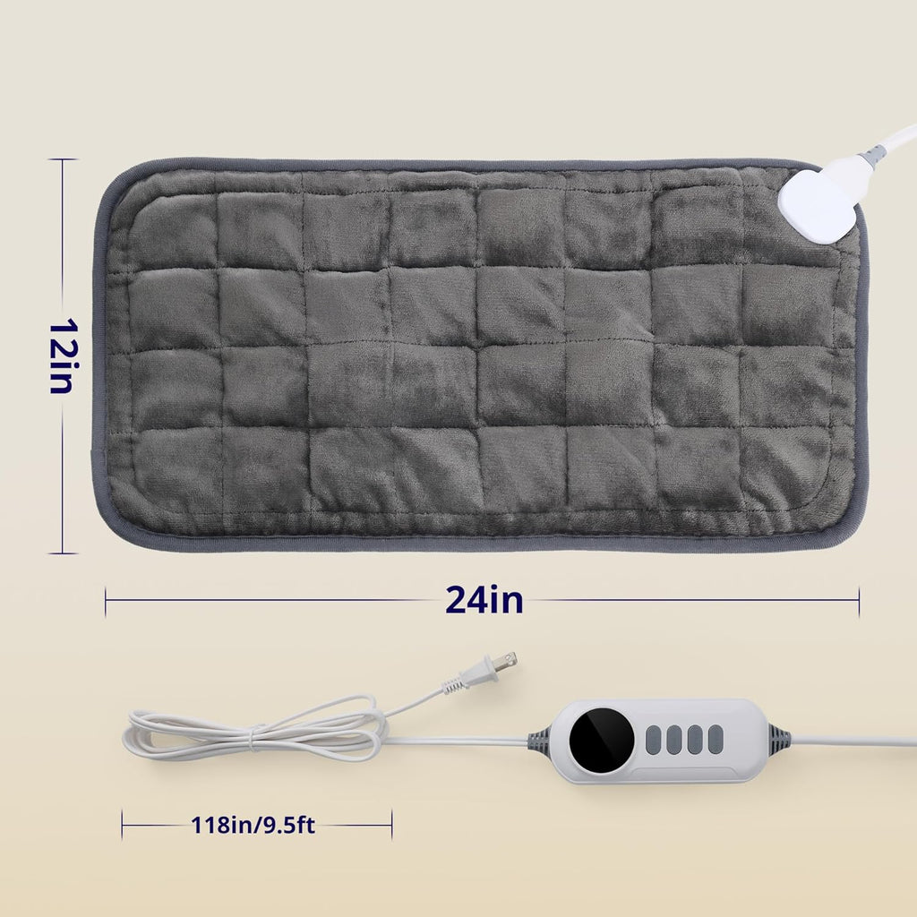 Heating Pad, Weighted Vibrating Massage Heating Pad with Heat Therapy - 6 Massage Modes & 3 Adjustable Heat Settings for Back/Shoulder Pain Relief, 12” X 24”, Black
