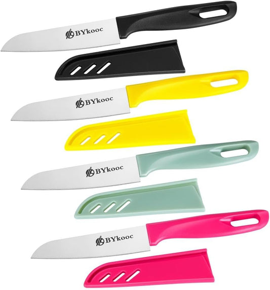 8 Pieces Paring Knives (4PCS Peeling Knives and 4PCS Knife Sheath), Ultra Sharp Vegetable and Fruit Knife,German Steel Small Kitchen Knife with PP Plastic Ergonomic Handle