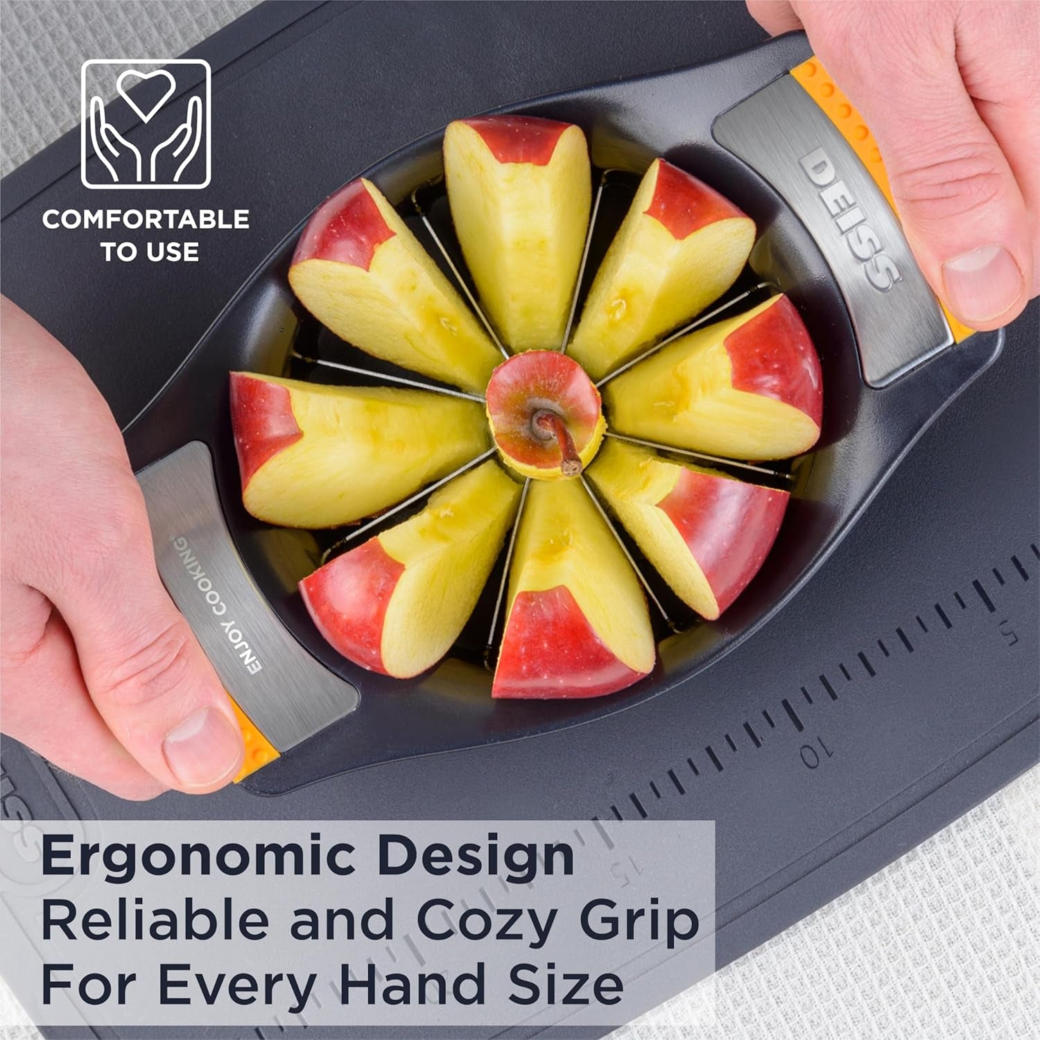 LUX 4.25 Inch Apple Slicer and Corer with Cutting Base, Stainless Steel 8-Slice Apple Cutter, Dishwasher Safe Apple Cutter Slicer, Large Apple Slicer - Perfect for Apple Slices & Sliced Apples