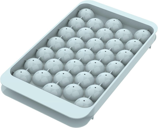 Ice Cube Tray with Lid - round Ice Tray for Freezer with Lid - Ice Cube Trays for Freezer (One Tray Only)