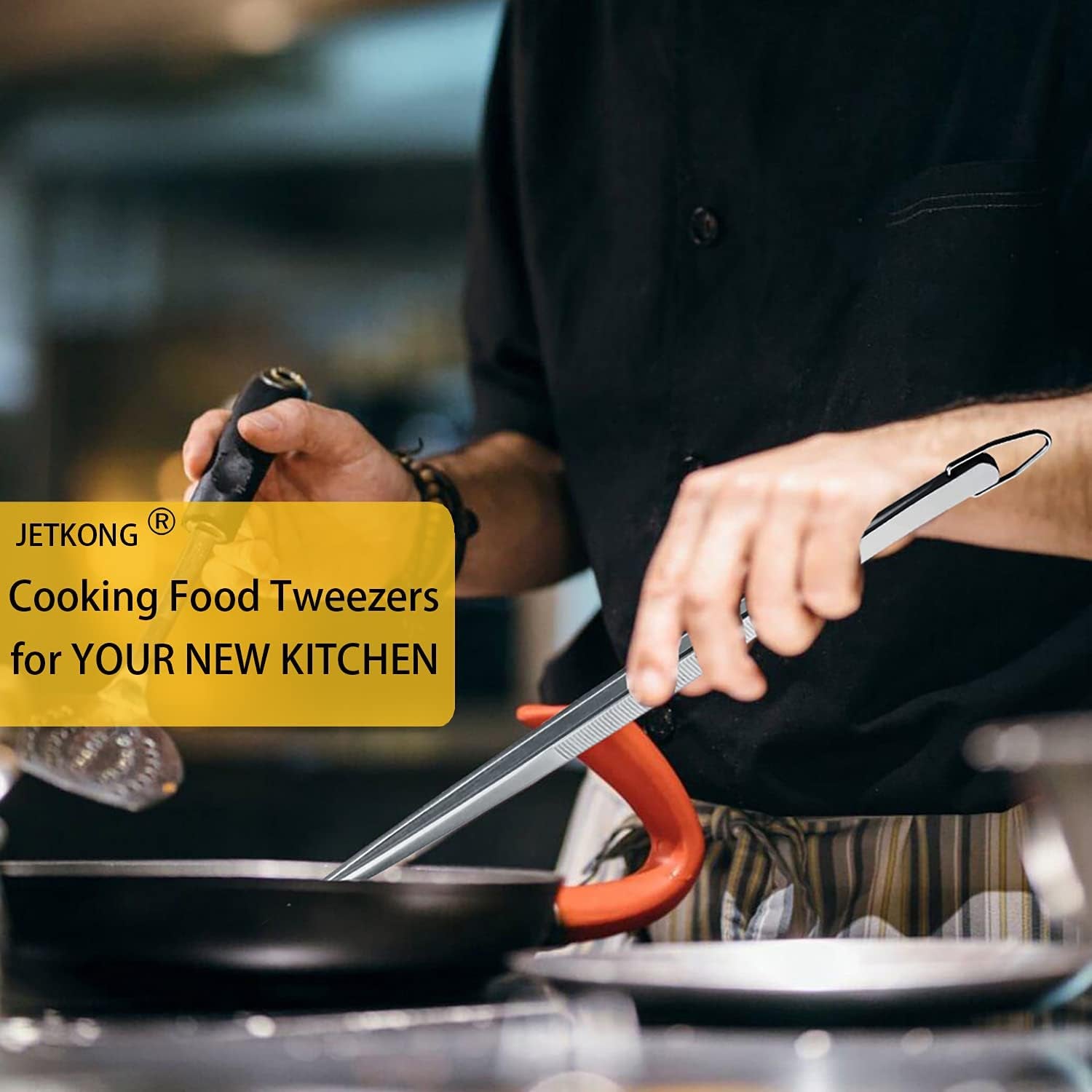 12-Inch Kitchen Tweezers Fine Tweezer Tongs Extra-Long Stainless Steel Cooking Tweezers