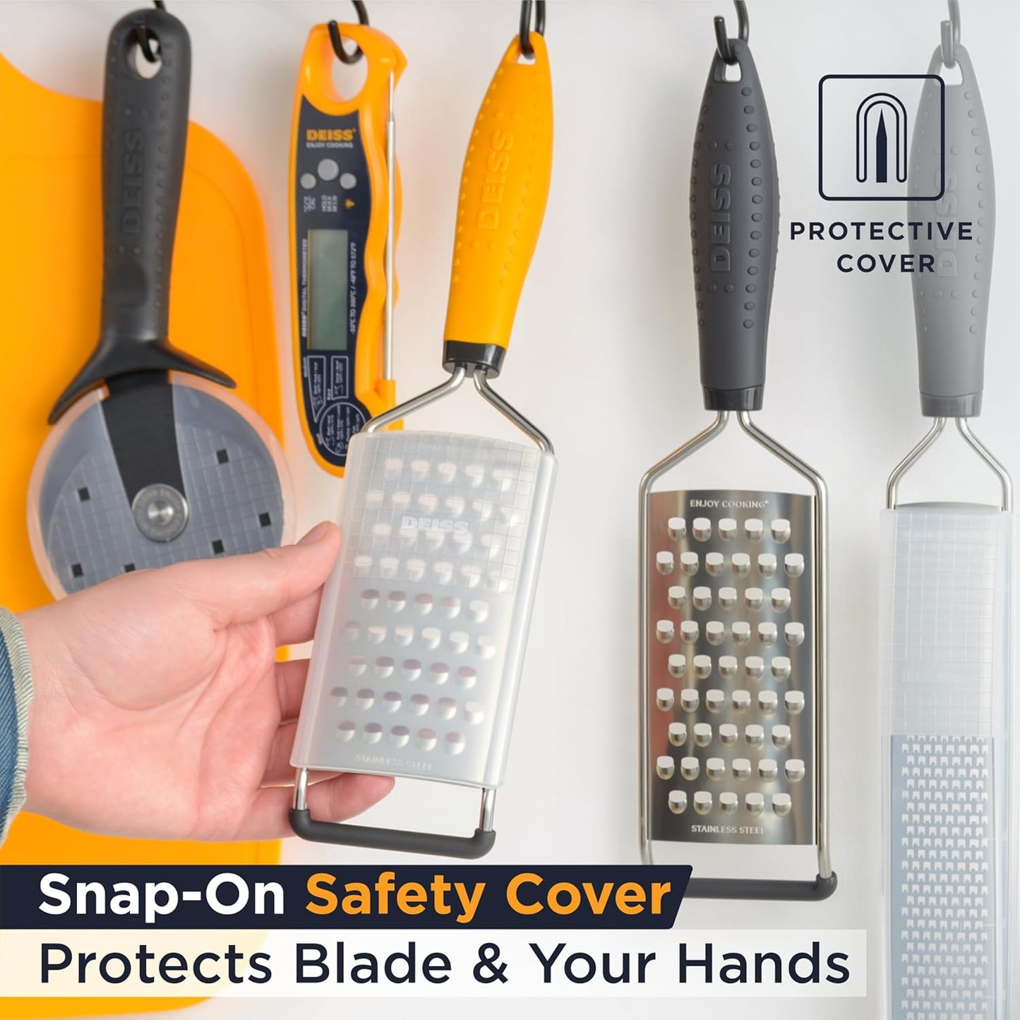 PRO Coarse Grater & Hand Held Cheese Grater - Sharp Stainless Steel Blades, Non-Slip Handle, Small Cheese Grater for Kitchen, Shredder, Dishwasher Safe