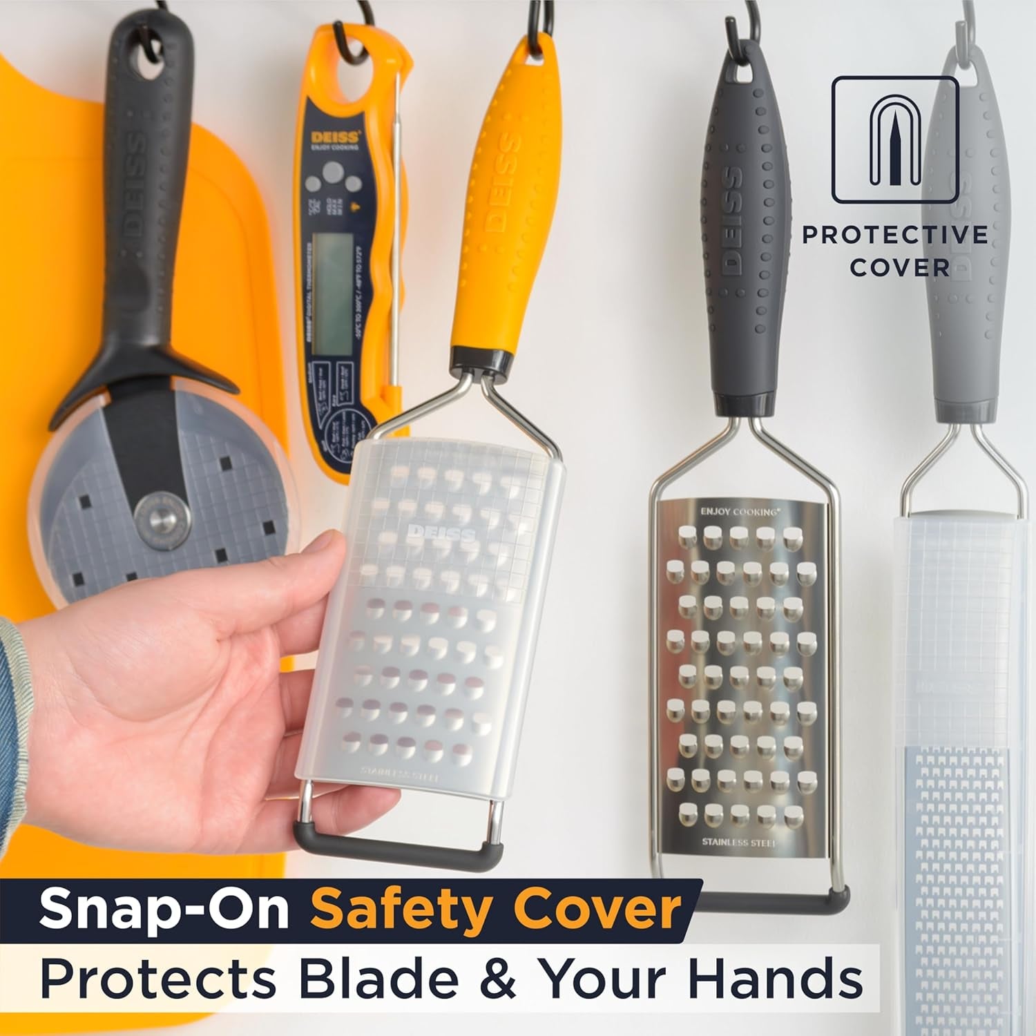 PRO Coarse Grater & Hand Held Cheese Grater - Sharp Stainless Steel Blades, Non-Slip Handle, Small Cheese Grater for Kitchen, Shredder, Dishwasher Safe