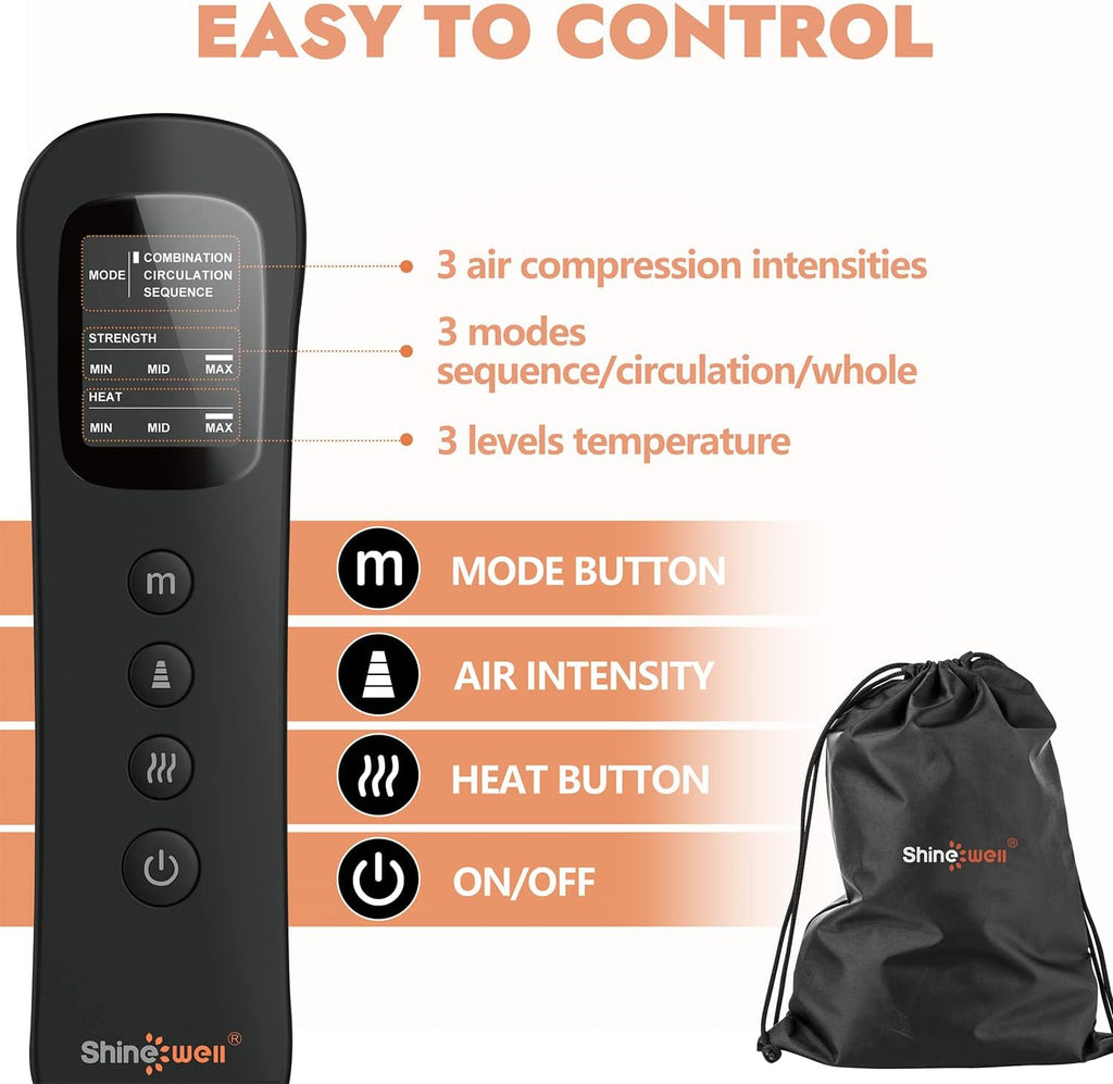 Leg Massager with Heat and Compression for Circulation, 3 Heat 3 Modes 3 Intensities for Pain Relief and Swelling, FSA HSA Eligible