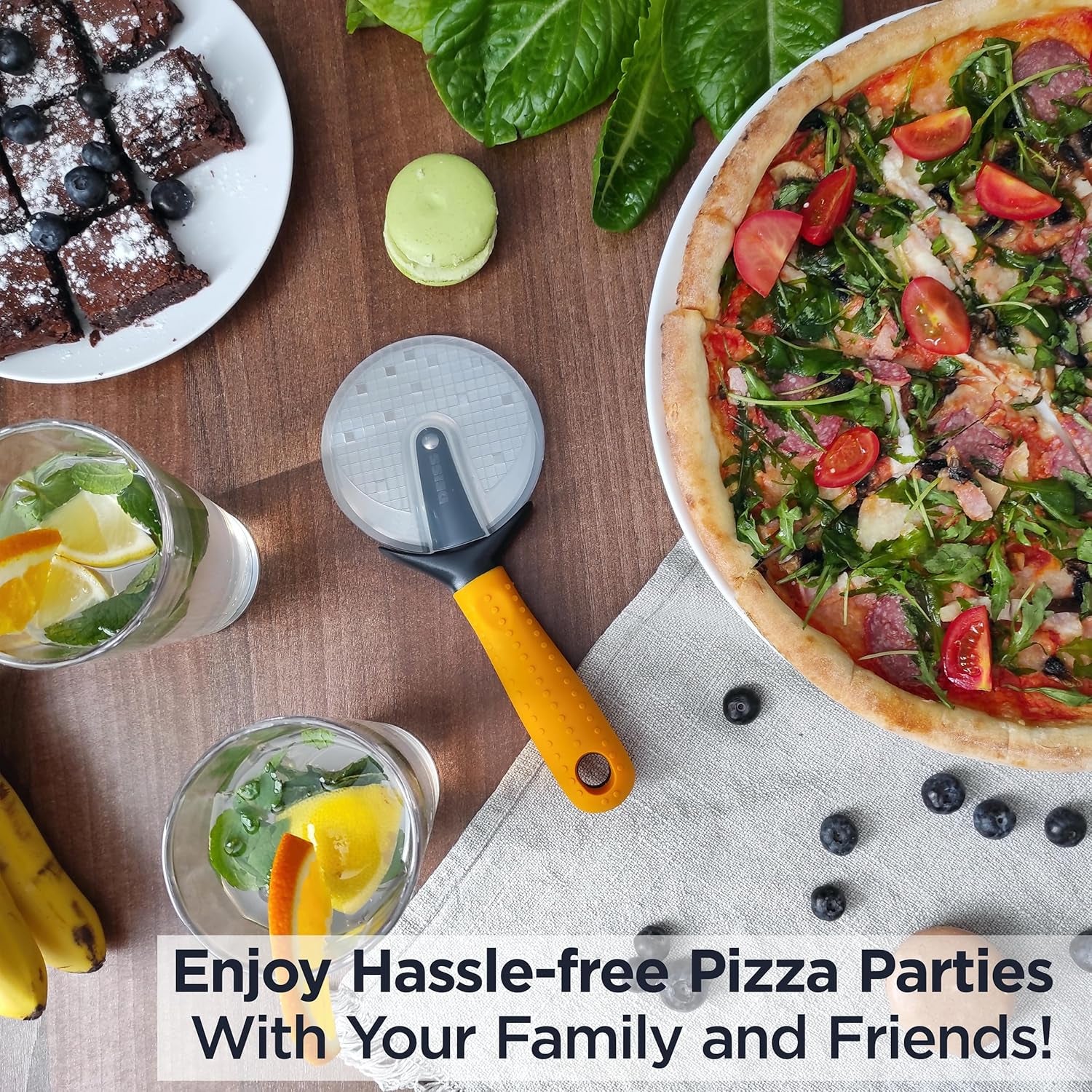 Pro Heavy Duty Pizza Cutter with Wheel Slicer- Stainless Steel Sharp Smooth Pizza Cutter Wheel with Easy Grip Non-Slip Handle, Dishwasher Safe (ORANGE)