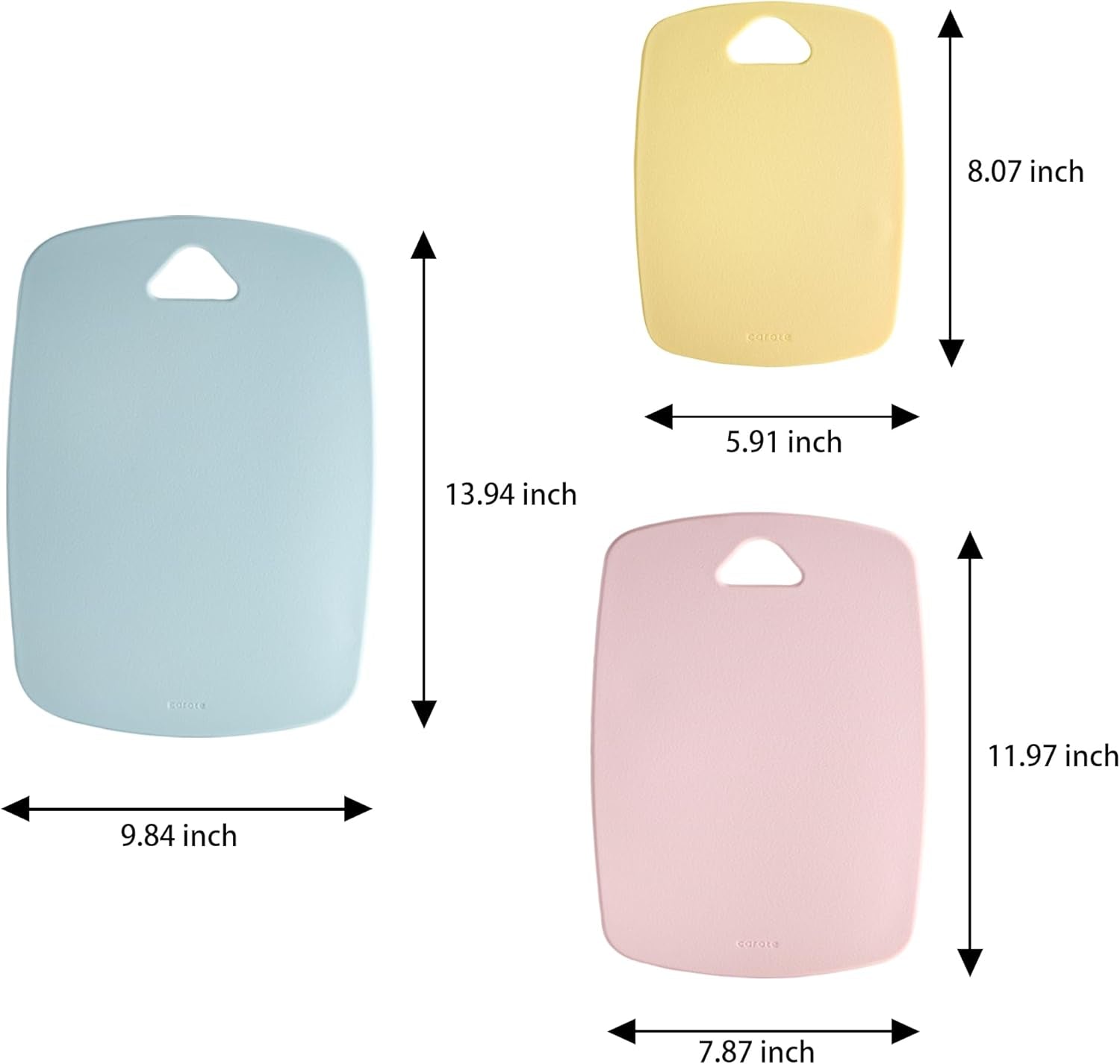 3Pcs Cutting Boards for Kitchen, Plastic Cutting Board Set, Lightweight Chopping Boards for Chopping Meat Vegetable and Fruits, Easy Grip Handle, Dishwasher Safe Colorful