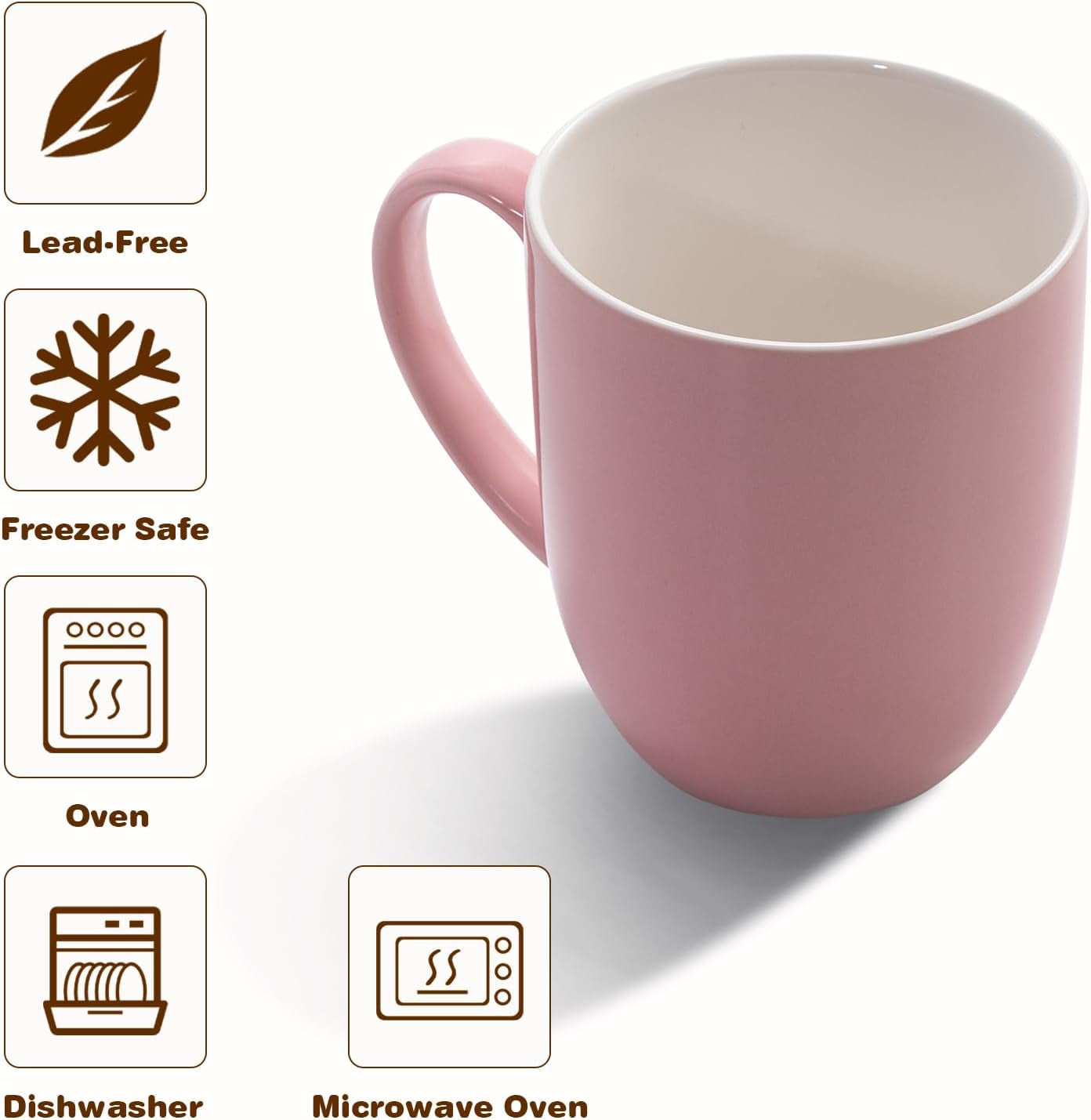 16 Oz Large Coffee Mug with Handle Tea Cup Novelty Coffee Cup Idea Gift for Men Women Office Work (Pink)
