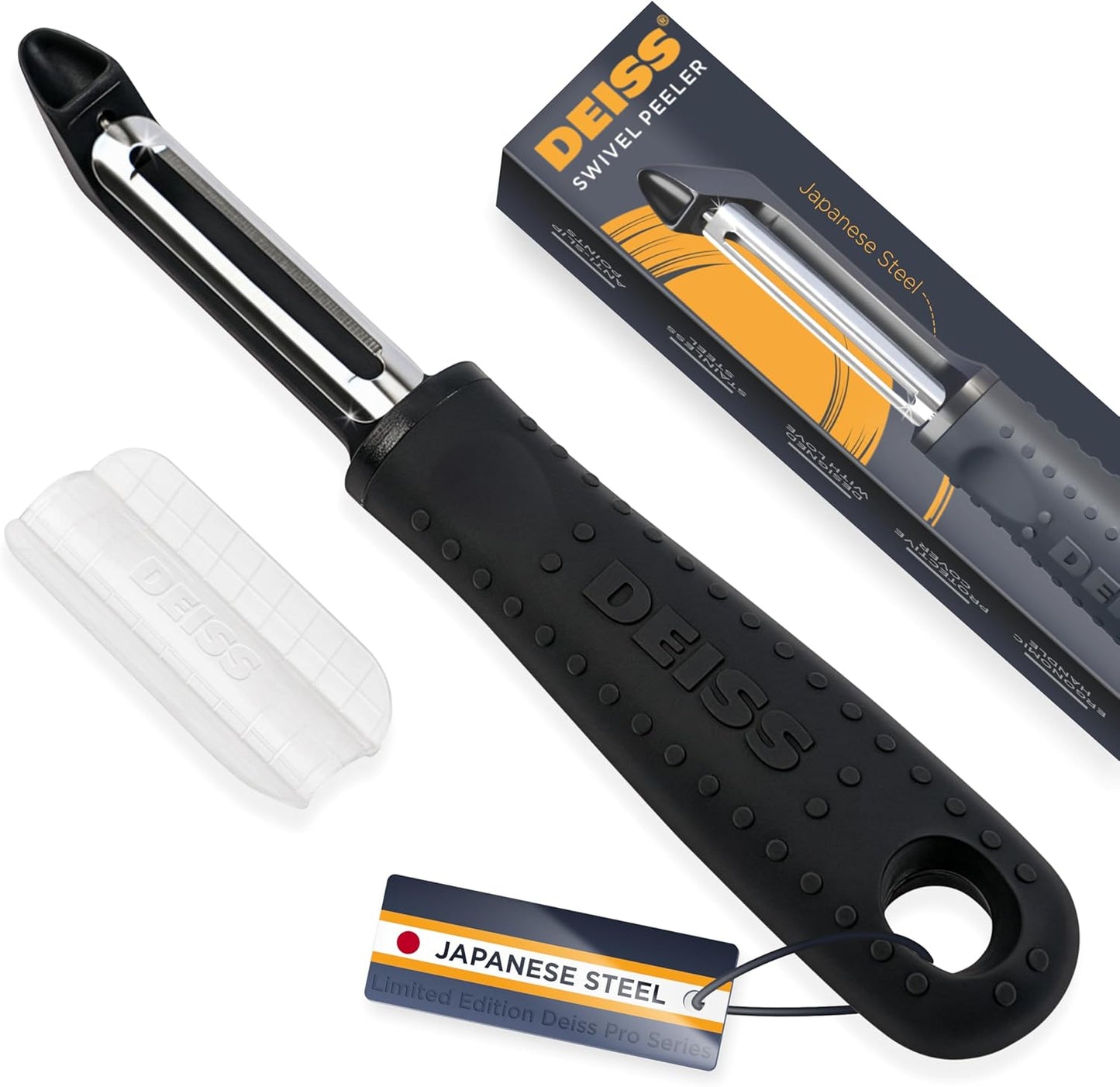 PRO Swivel Vegetable Peeler - Sharp Japan Stainless Steel Peeler with Easy Non-Slip Hand Grip, Potato Peelers for Kitchen, Fruit, Carrot, Apple, Veggie, Kiwi, Durable, Dishwasher Safe