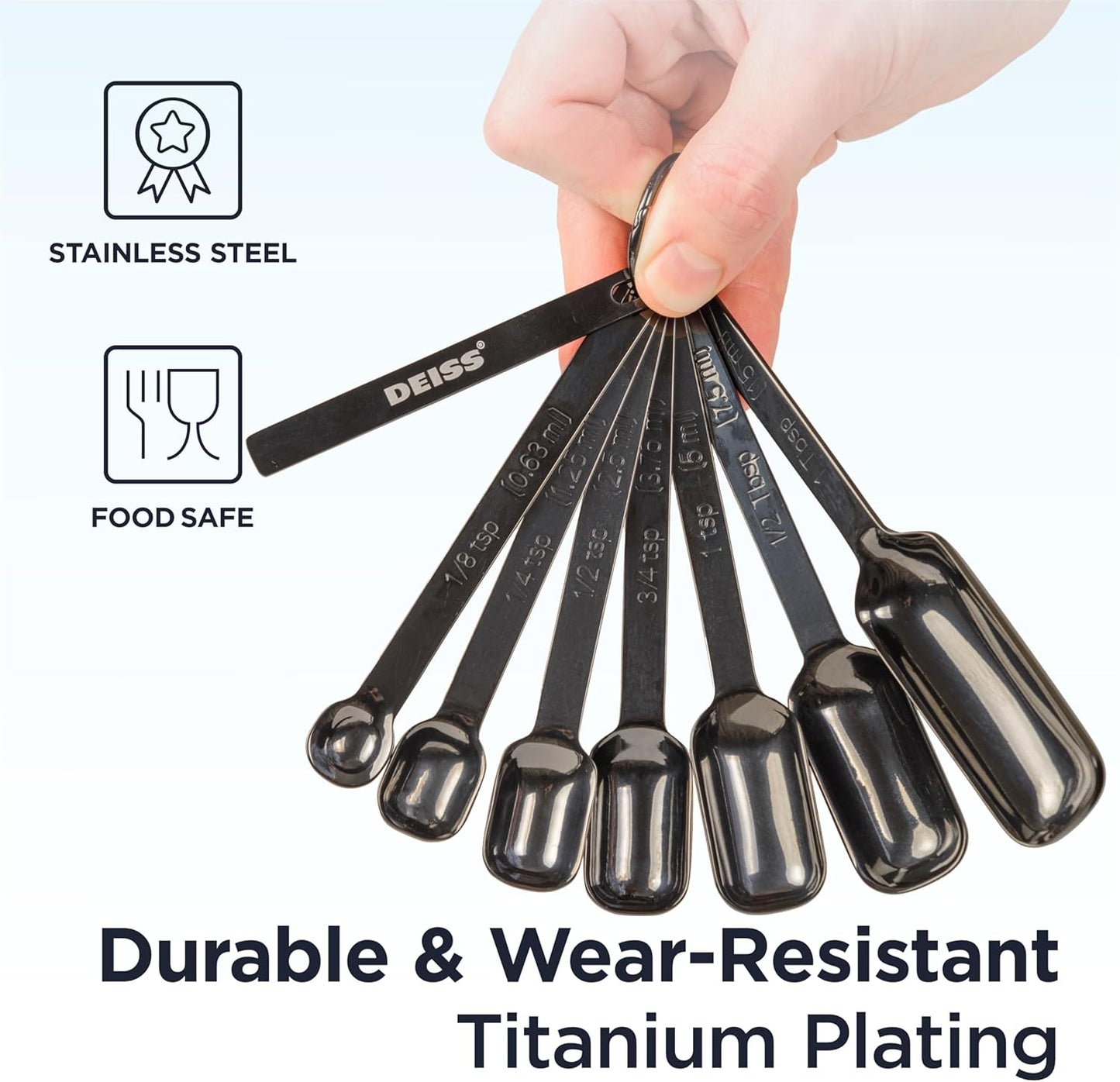 PRO Heavy Duty Stainless Steel Measuring Spoons for Cooking Spices Dry or Liquid Ingredients Fits in Spice Jar Adjustable Measuring Spoon Set of 7 Measuring with Leveler Measuring Spoons Set