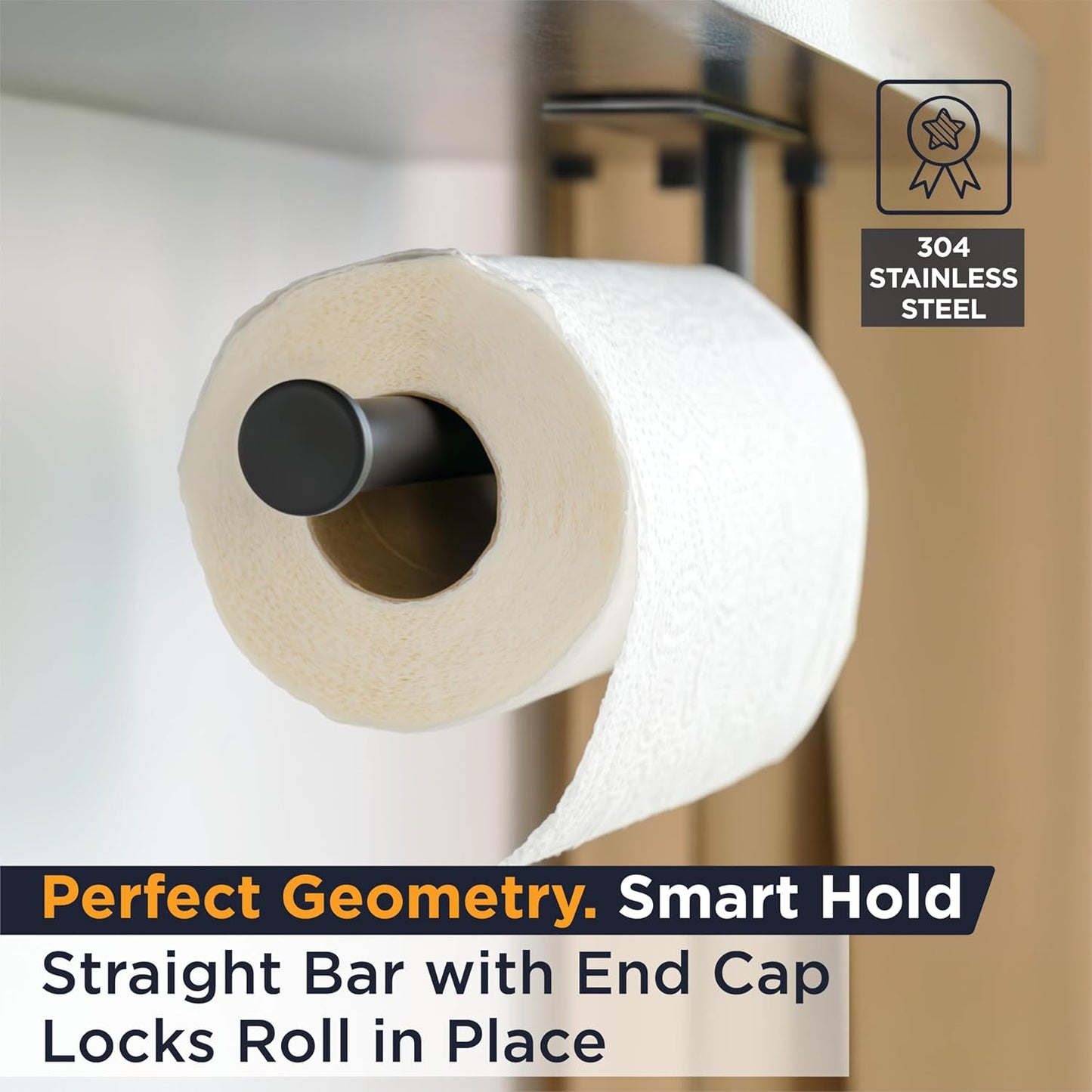 Pro Paper Towel Holder – under Cabinet, Wall Mount, or Countertop – Rust-Resistant Stainless Steel, One-Handed Tear Design, Space-Saving Paper Towel Dispenser, Towel Holder for Kitchen