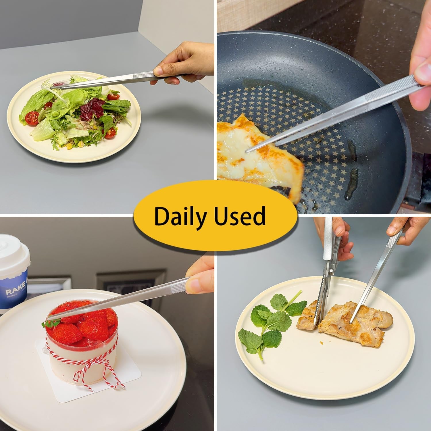 12-Inch Kitchen Tweezers Fine Tweezer Tongs Extra-Long Stainless Steel Cooking Tweezers