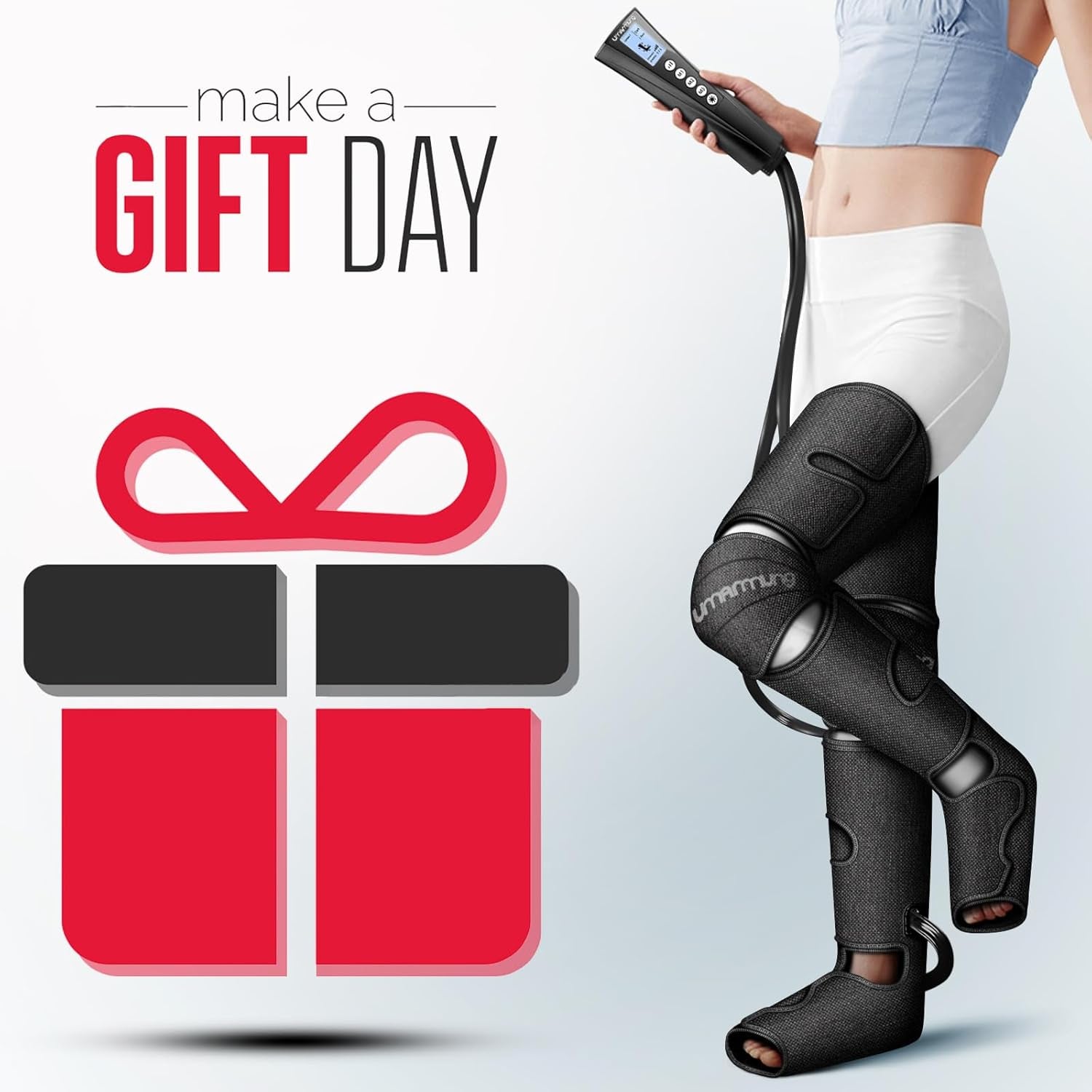 Air Compression Leg Massager with Heat - Ideal Christmas, Mother'S Day and Father'S Day Gifts for Men, Women, Dad, Mom - Relieves Foot and Knee Pain, Eases Varicose Veins, Cramps, Swelling and Edema