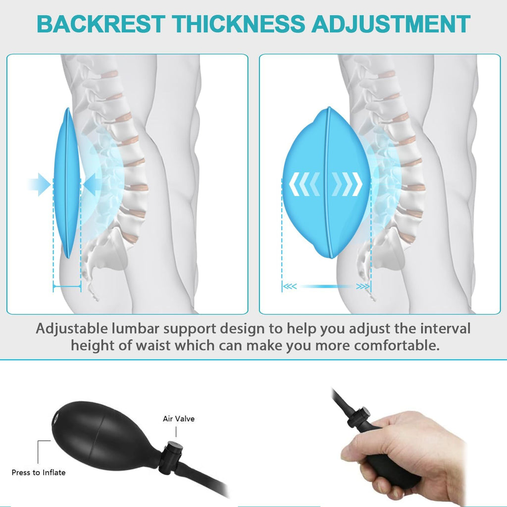 Massage Seat Cushion Pad with Heat 9 Massage Style Lumbar Support Function, Fatigue Stress Relief Back Massager Chair Pad for Men Women Home Office Use