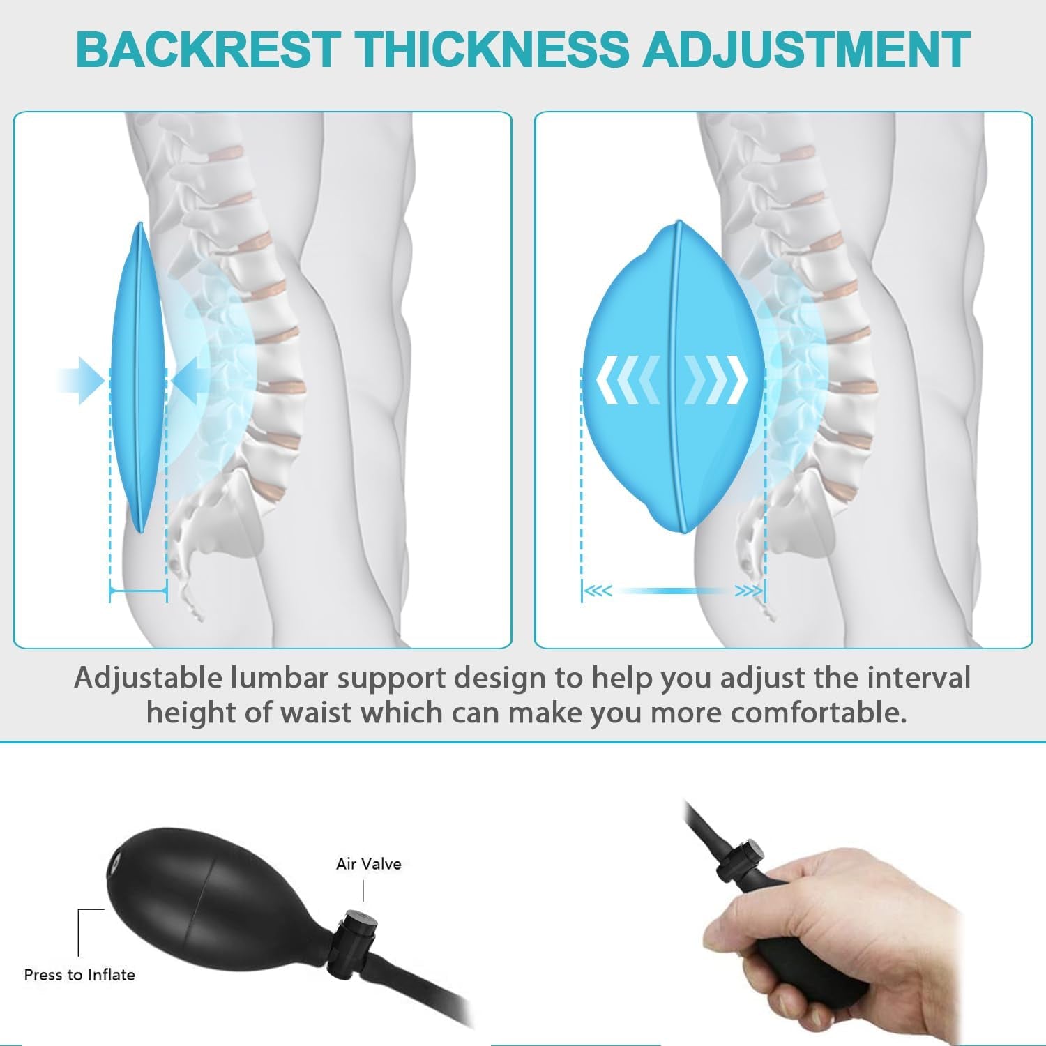 Massage Seat Cushion Pad with Heat 9 Massage Style Lumbar Support Function, Fatigue Stress Relief Back Massager Chair Pad for Men Women Home Office Use