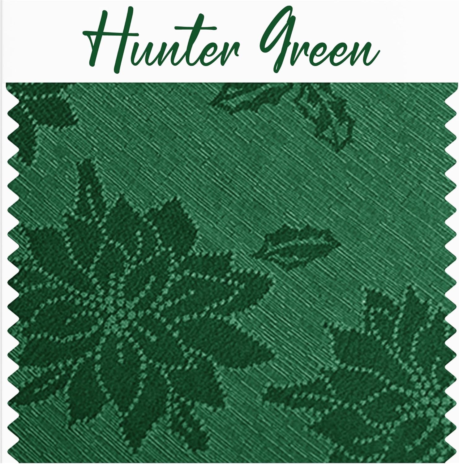 Christmas Hunter Green Tablecloth round 60 Inch-Fabric Xmas Holiday Winter Table Cloth-Jacquard Damask Poinsettia Modern Table Cover Small Circle Kitchen Dinner Dining Picnic Holiday Party