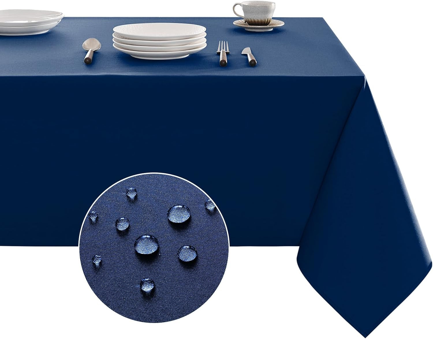 Table Cloth Rectangle Waterproof Spill-Proof Wrinkle-Free Tablecloth Washable, Kitchen Dining Tabletop Decoration, Fabric Table Cover for Indoor and Outdoor Use, 60 X 120 Inch, Navy Blue