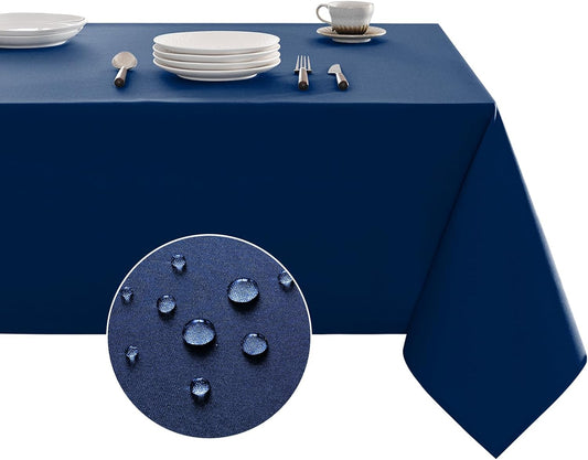 Table Cloth Rectangle Waterproof Spill-Proof Wrinkle-Free Tablecloth Washable, Kitchen Dining Tabletop Decoration, Fabric Table Cover for Indoor and Outdoor Use, 60 X 120 Inch, Navy Blue
