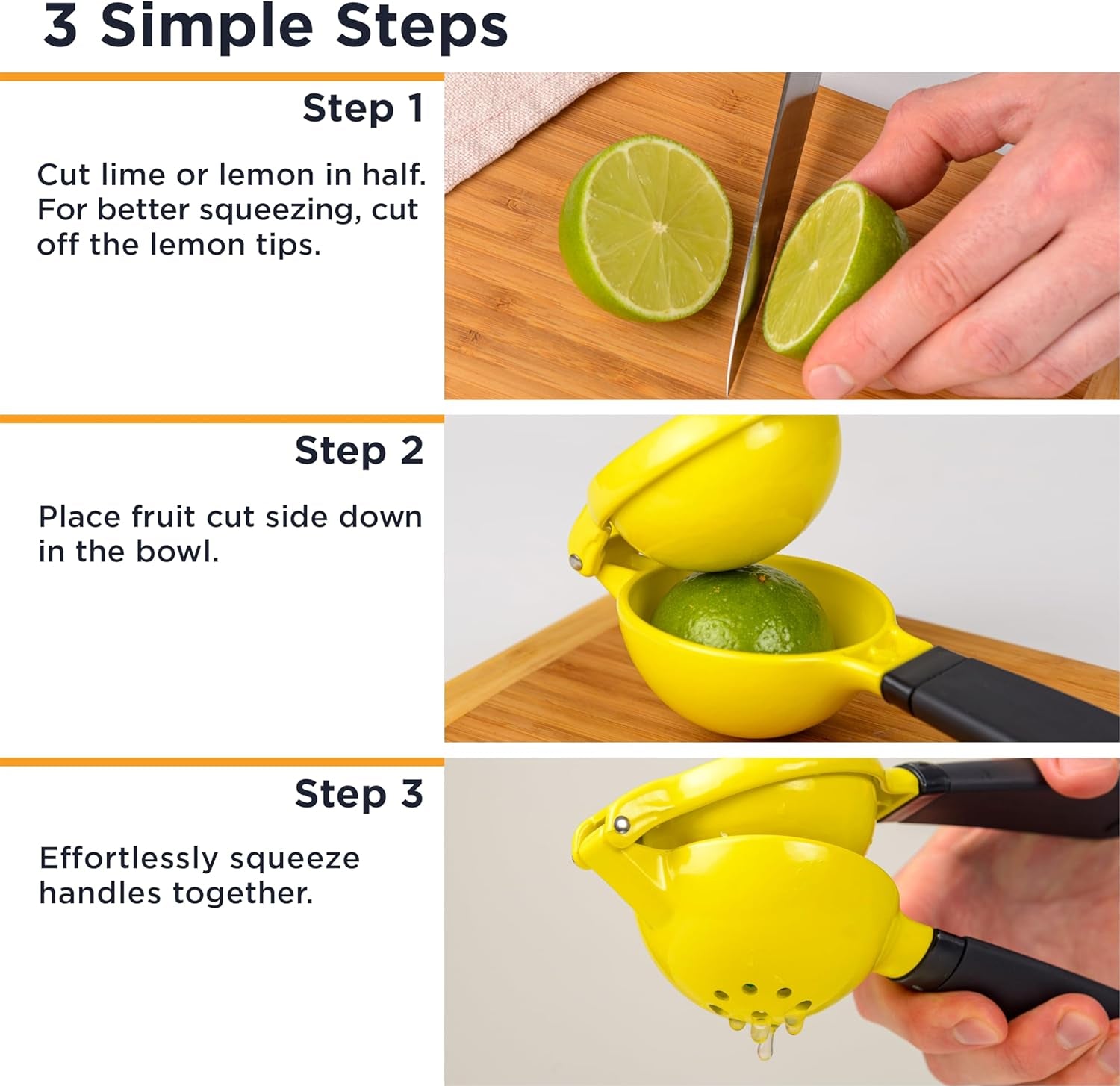 Pro Heavy-Duty Metal Lemon Squeezer - Max Juice Extraction Hand Juicer, Easy Clean Lime Squeezer, Ergonomic Non-Slip Design Lemon Juicer Manual, Durable Construction Citrus Juicer